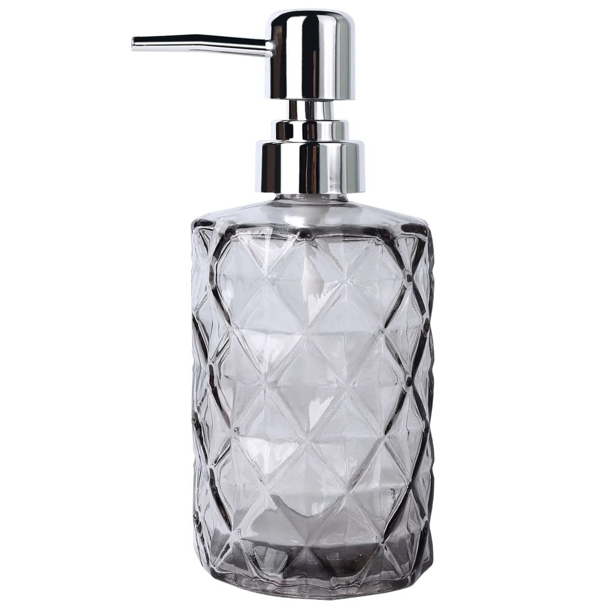 Seifenspender Aus Glas Mit Diamantmuster, 355 Ml (12 Unzen) Fassungsvermögen, Geeignet Für Küche, Bad, Handseife Und Spülmittel (grau)