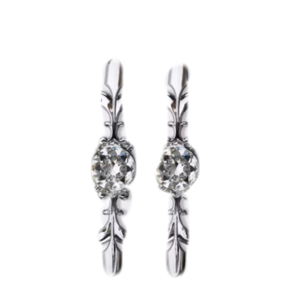Set Aus 2 Kristall-schrankgriffen, Fokelyi, Rautenform, 30 Mm, 118 Mm, Silber