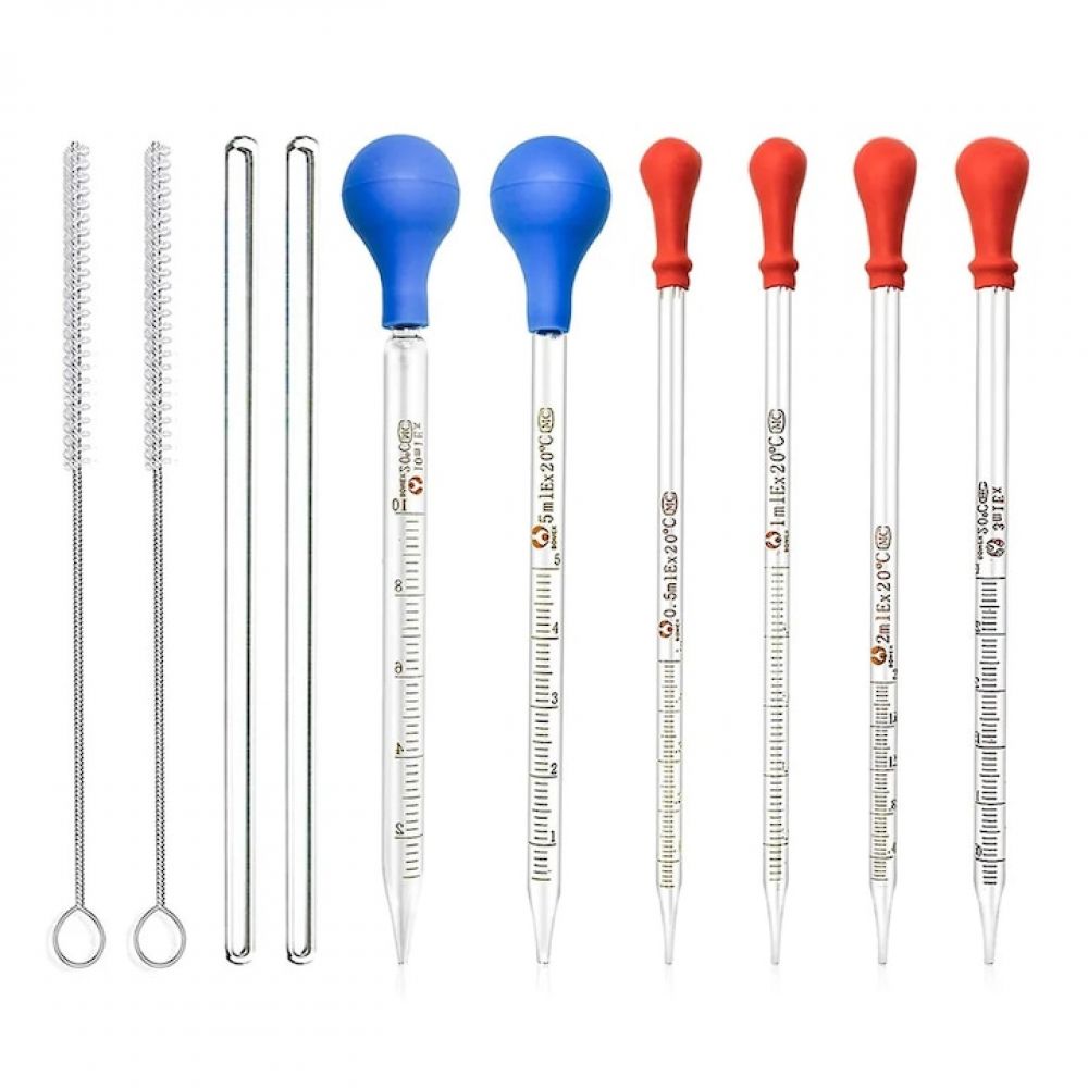Fokelyi Glaspipetten-set, 0,5 Ml–10 Ml, Transparent, Mit Reinigungsbürsten Und Mischstäbchen, 6 Größen