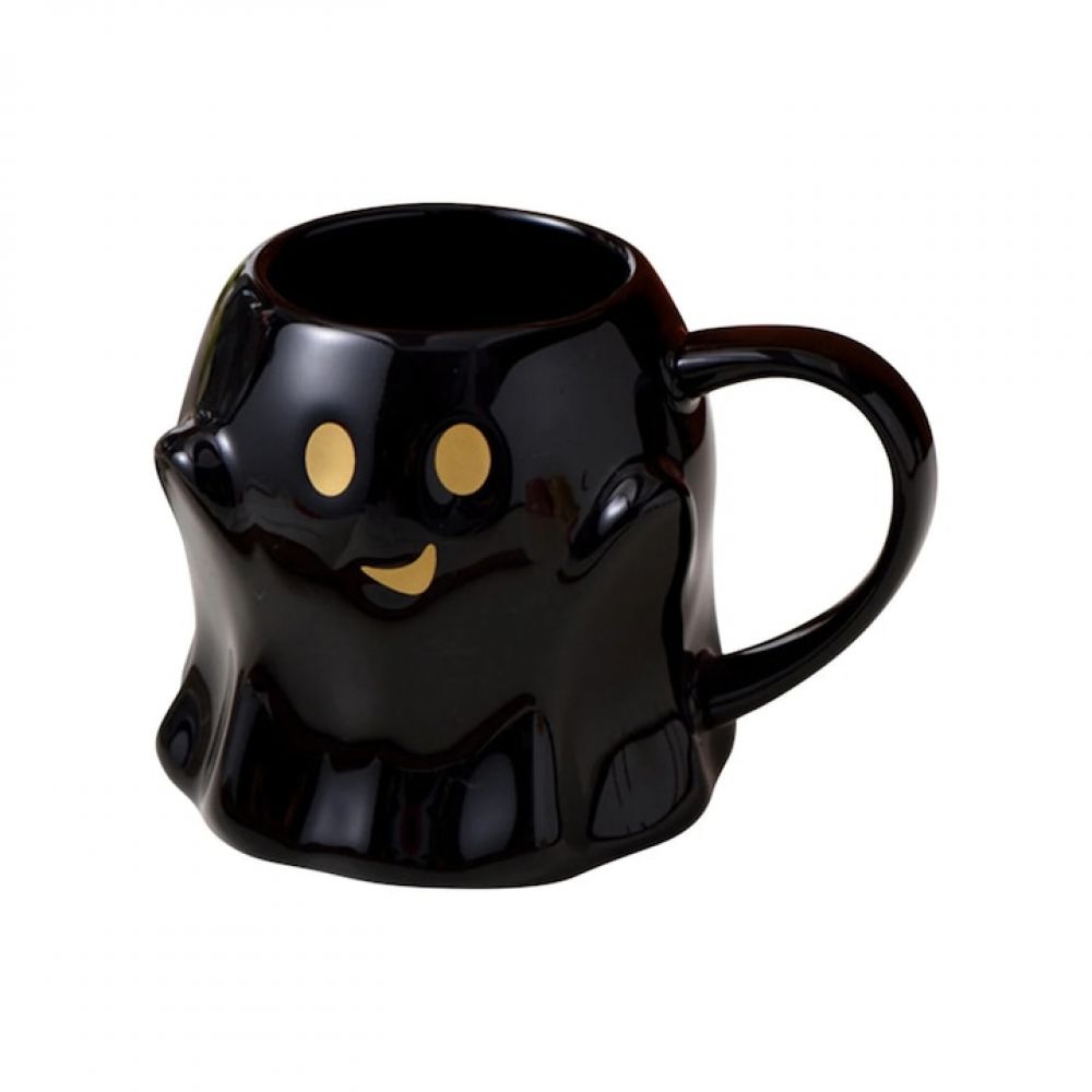 Halloween-„geister“-becher, Zeaicos, Keramik, Fassungsvermögen 440 Ml, Schwarzes Design, 1 Stück
