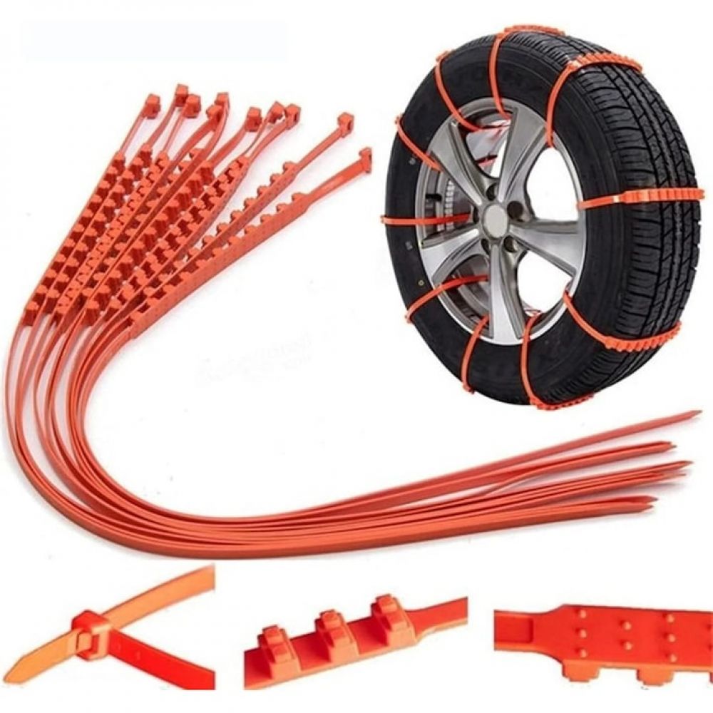 Fokelyi Schneeketten, 10 Stück, Nylon, Wiederverwendbar, Für Traktion Auf Schnee, Universell, Für Pkw Und Suvs