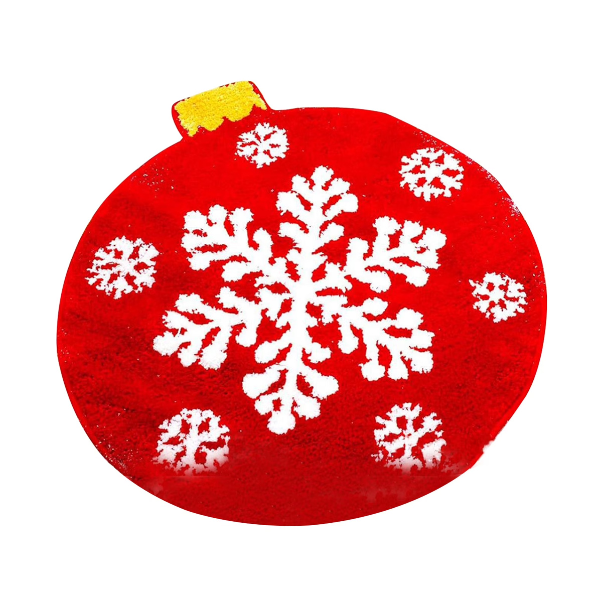 Roter, Runder Badeteppich Mit Schneeflockenmuster (50 Cm Durchmesser), Rutschfest, Ideal Für Die Winterdekoration