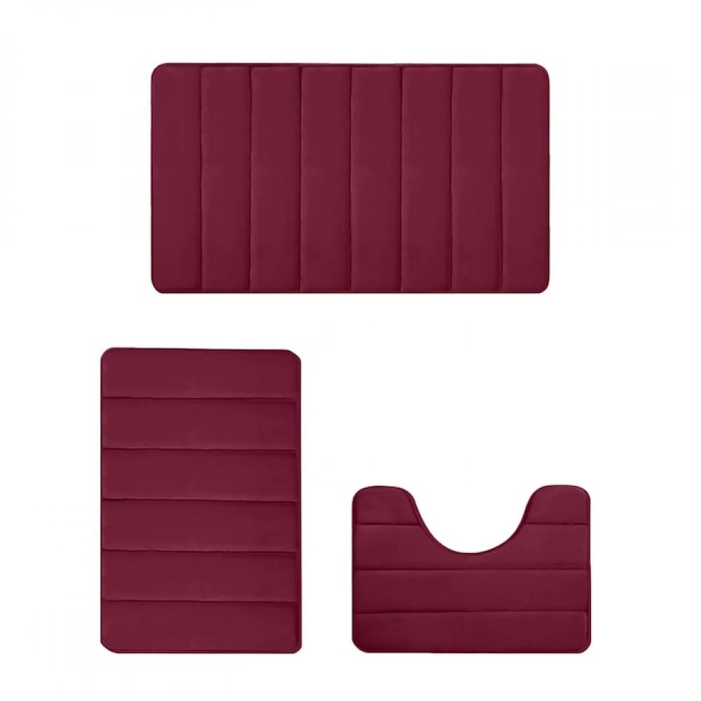 3er-set Fokelyi Badematten, Memory-schaum, Rutschfest, Rot, 40 X 60 Cm, 40 X 50 Cm, 38 X 42 Cm