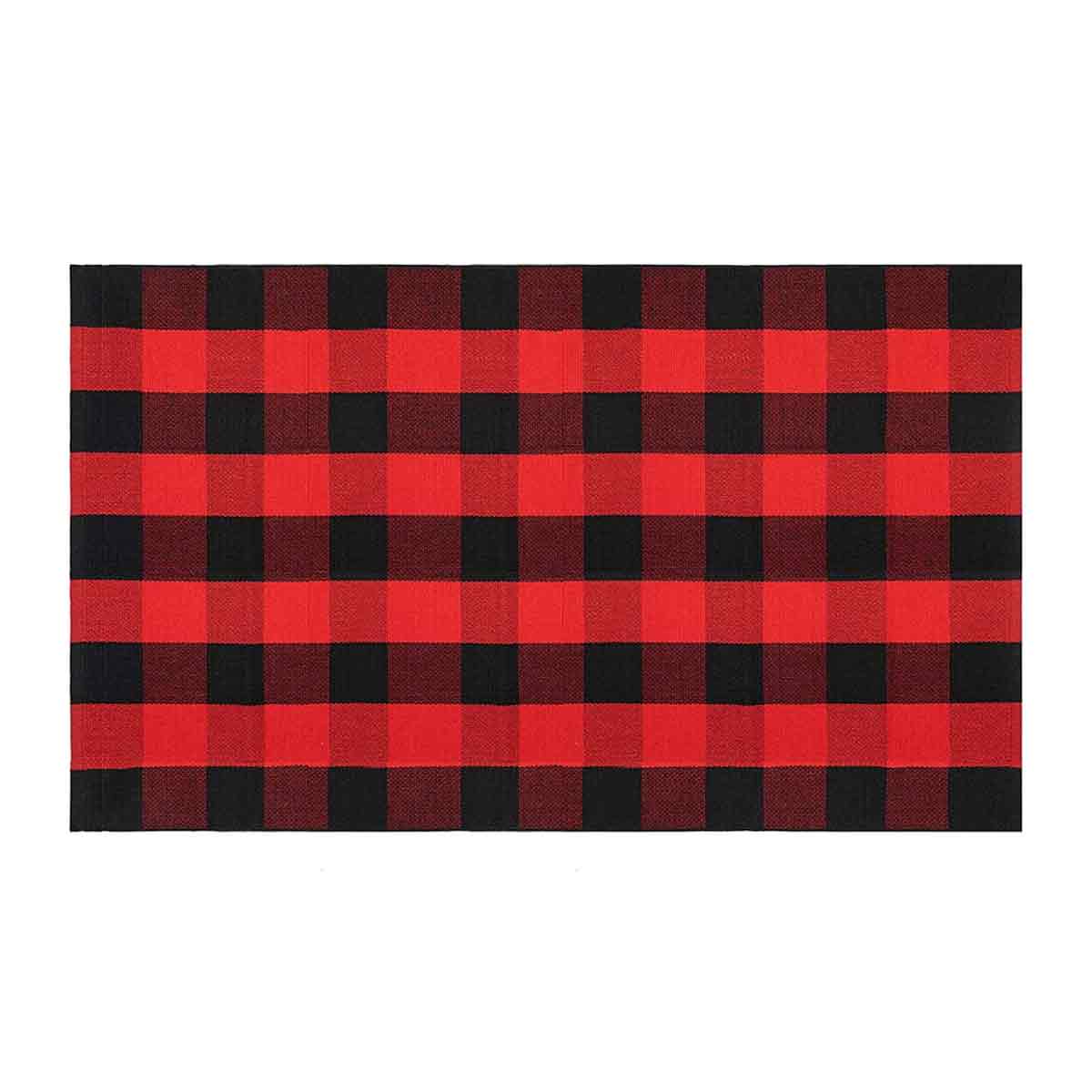 Outdoor-teppich Im Büffelkaromuster, 60 X 130 Cm, Handgewebt Aus Baumwolle, Waschbar, Schwarz-weiße Fußmatte Für Veranda, Haustür, Landhausstil