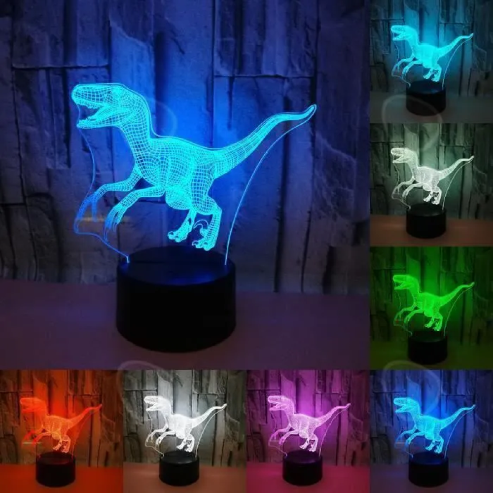 1 Stück – Dinosaurier-nachttischlampe Mit Touch-steuerung – N + Usb, Schwarz, Sieben Farben
