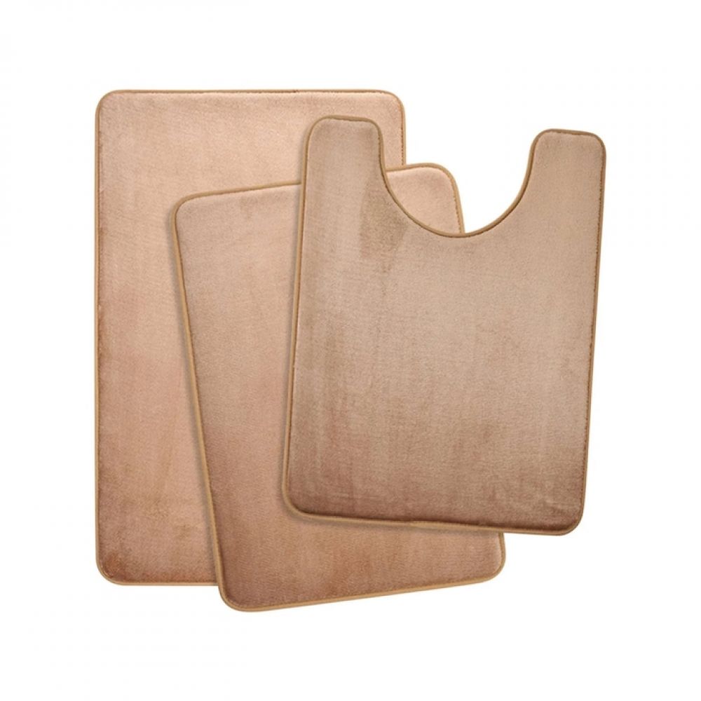 3er-set Badematten, Fokelyi, Memory-schaum, Beige - 3er-set Badematten, Fokelyi, Memory-schaum, Beige