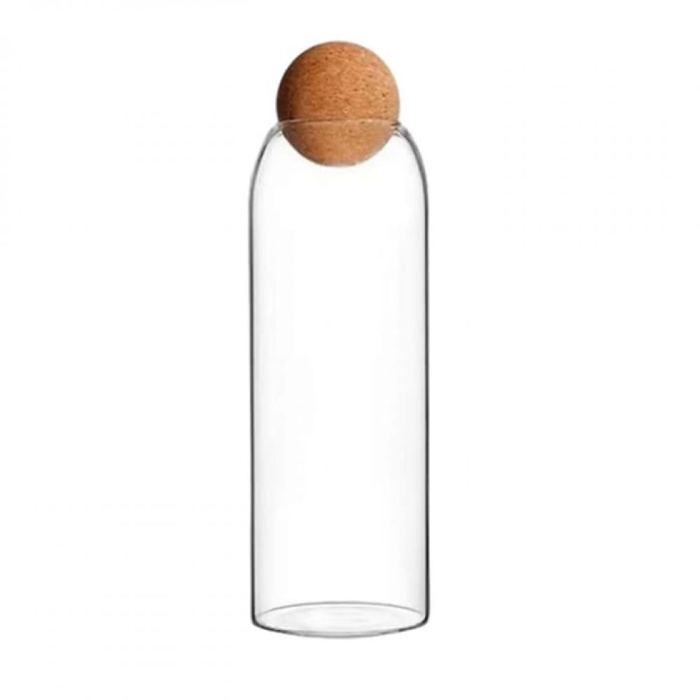 Glasvorratsgefäß Mit Luftdichtem Holzdeckel, 1500 Ml, Transparent, 9,3 X 29,5 Cm