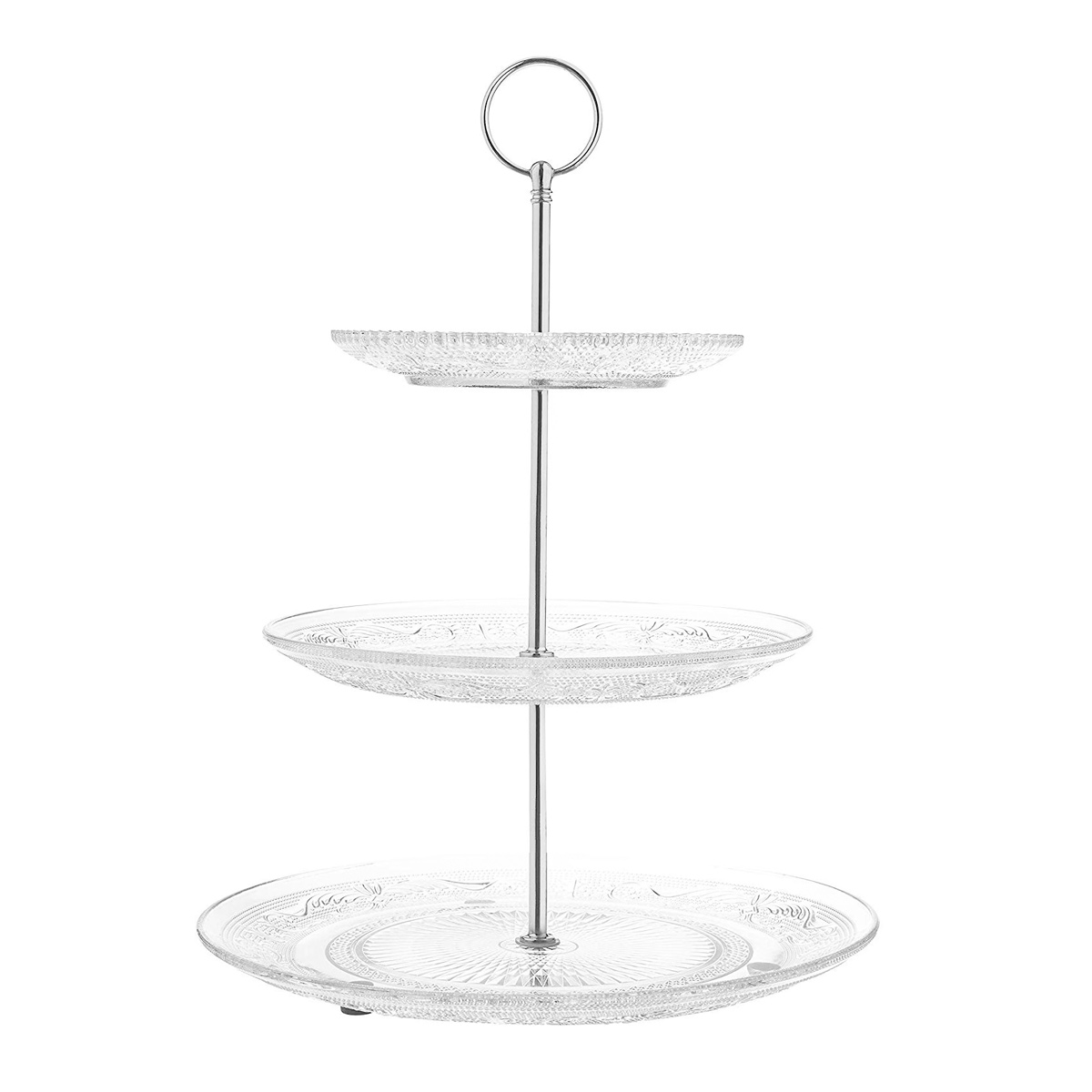 Dreistöckige Servierplatte (glas) – Elegantes Geschirr Für Snacks, Kuchen Und Süßigkeiten – Langlebig Und Wiederverwendbar – Silber