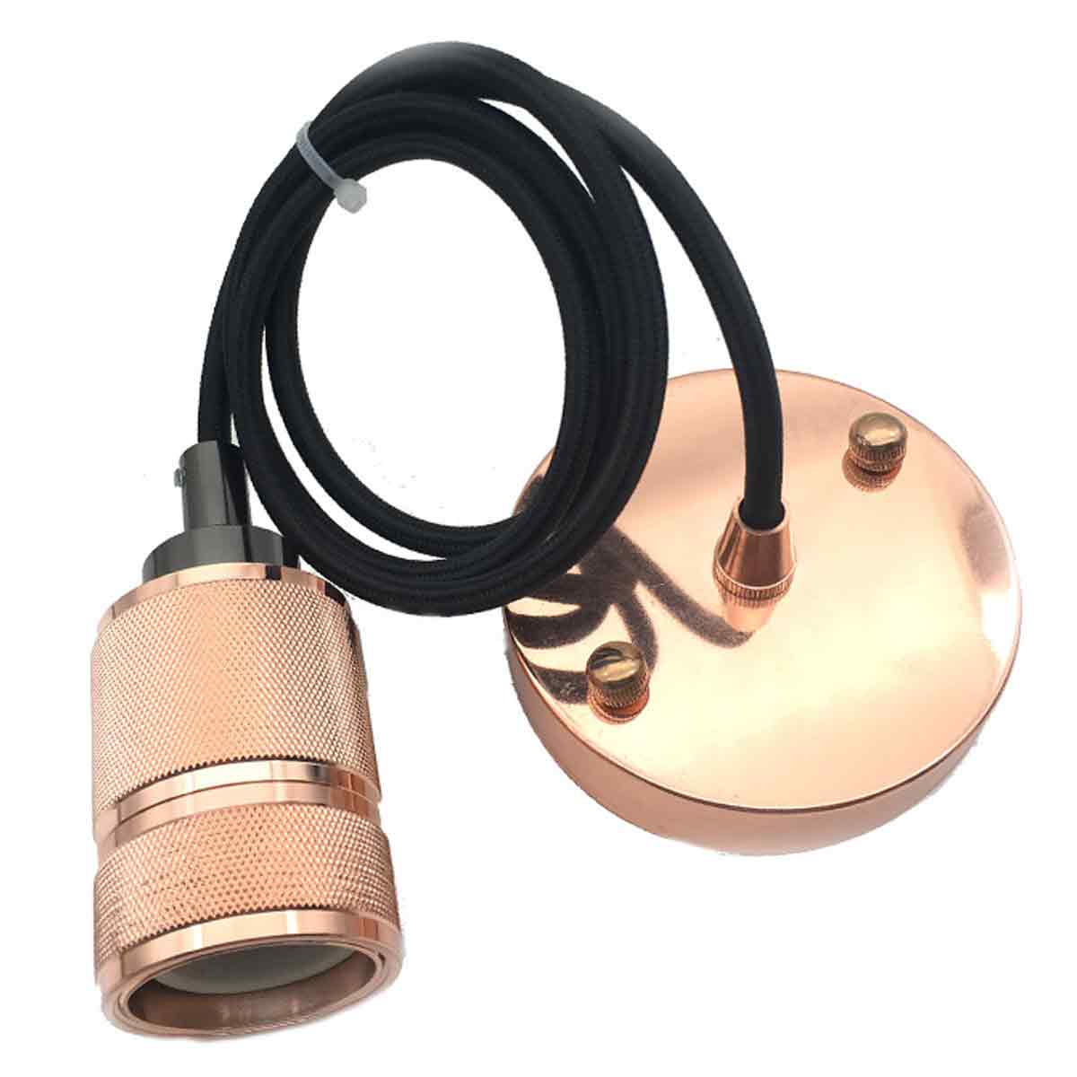 Pendelleuchtenfassung Aus Roségoldplattiertem Aluminium Mit Kupferfinish – Elektrisches Kabel – Diamantdesign – Sdv03ep