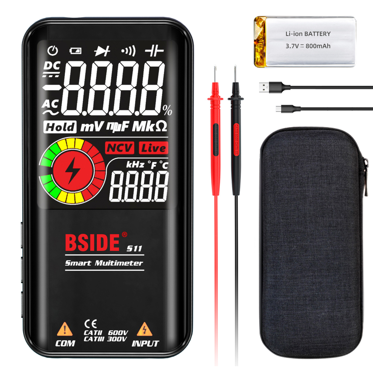 Intelligentes Multimeter Mit Großem Farbdisplay, Ladefunktion, Automatischer Bereichswahl Und Hoher Präzision (s11-modell)
