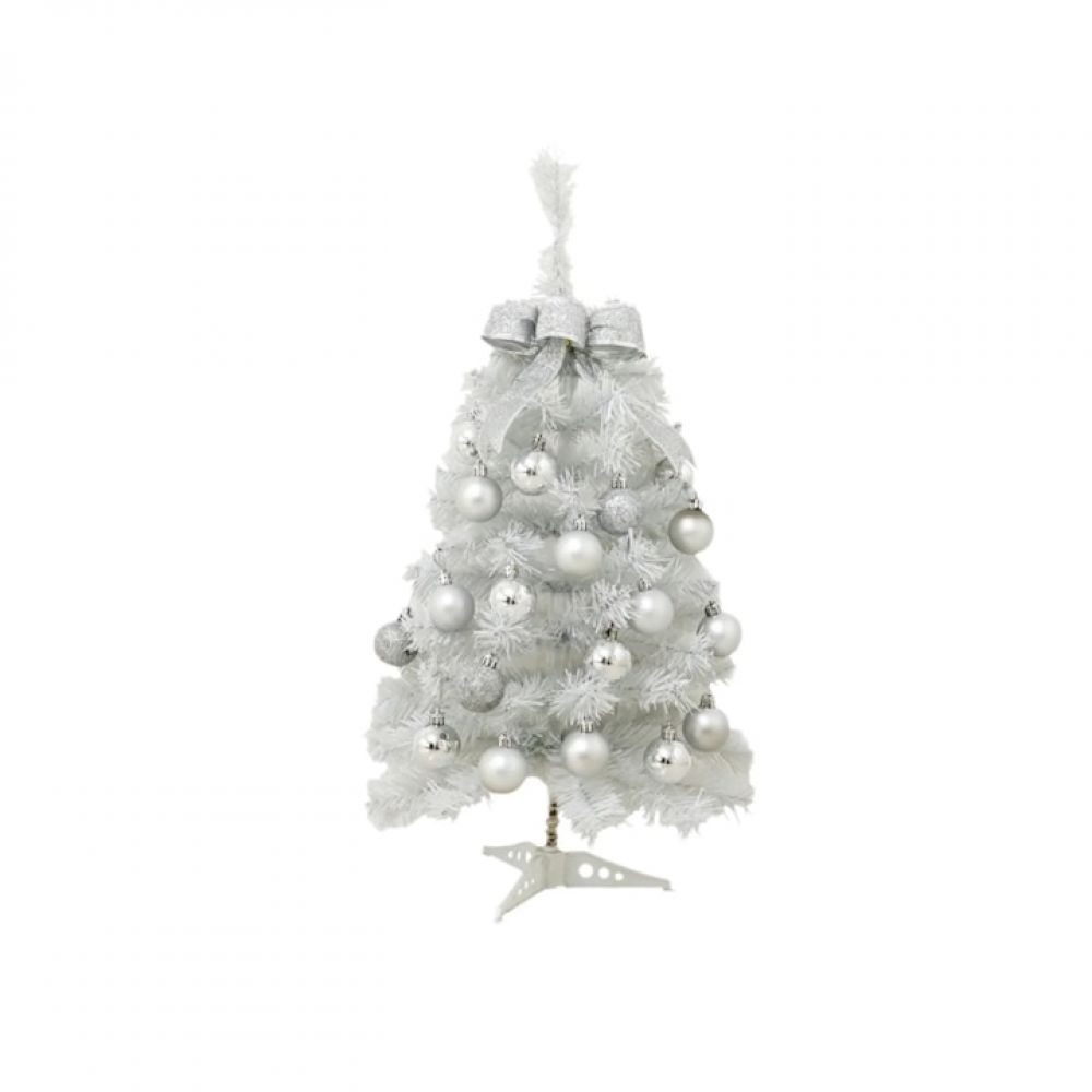 Weihnachtsbaum Mit Led-beleuchtung, Fokelyi, Inklusive Christbaumkugeln, 45 X 20 X 20 Cm, Weiß