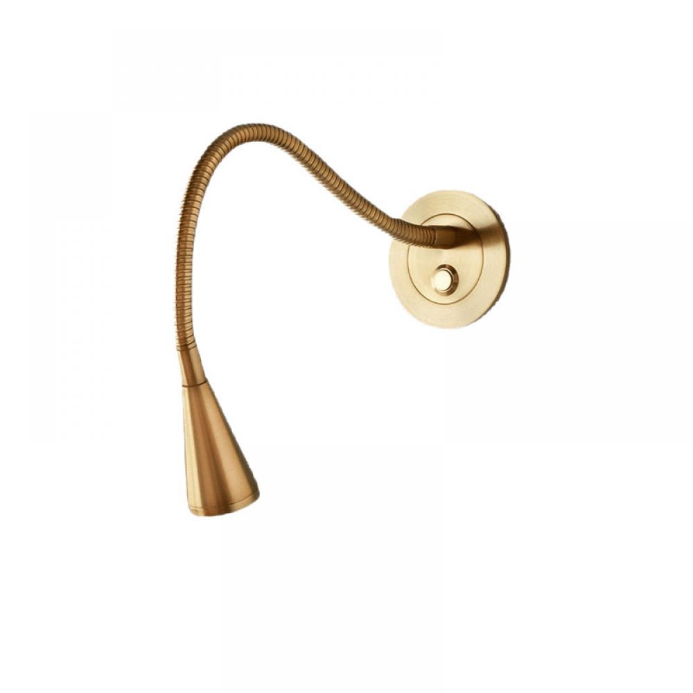 Led-wandleuchte Zum Lesen, Flexibler Schwanenhals Mit Druckschalter, 3000 K, Bettkopfteillampe, Gold/nickel-finish