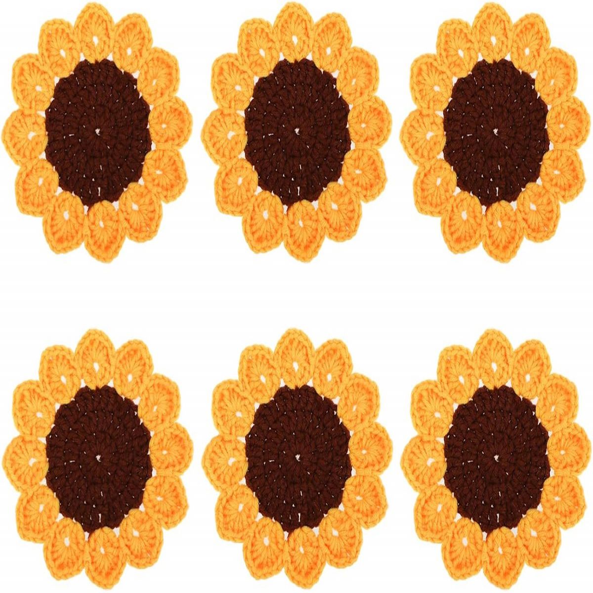 Sonnenblumen-untersetzer – Handgefertigte, Gehäkelte, Isolierte Sonnenblumen-untersetzer