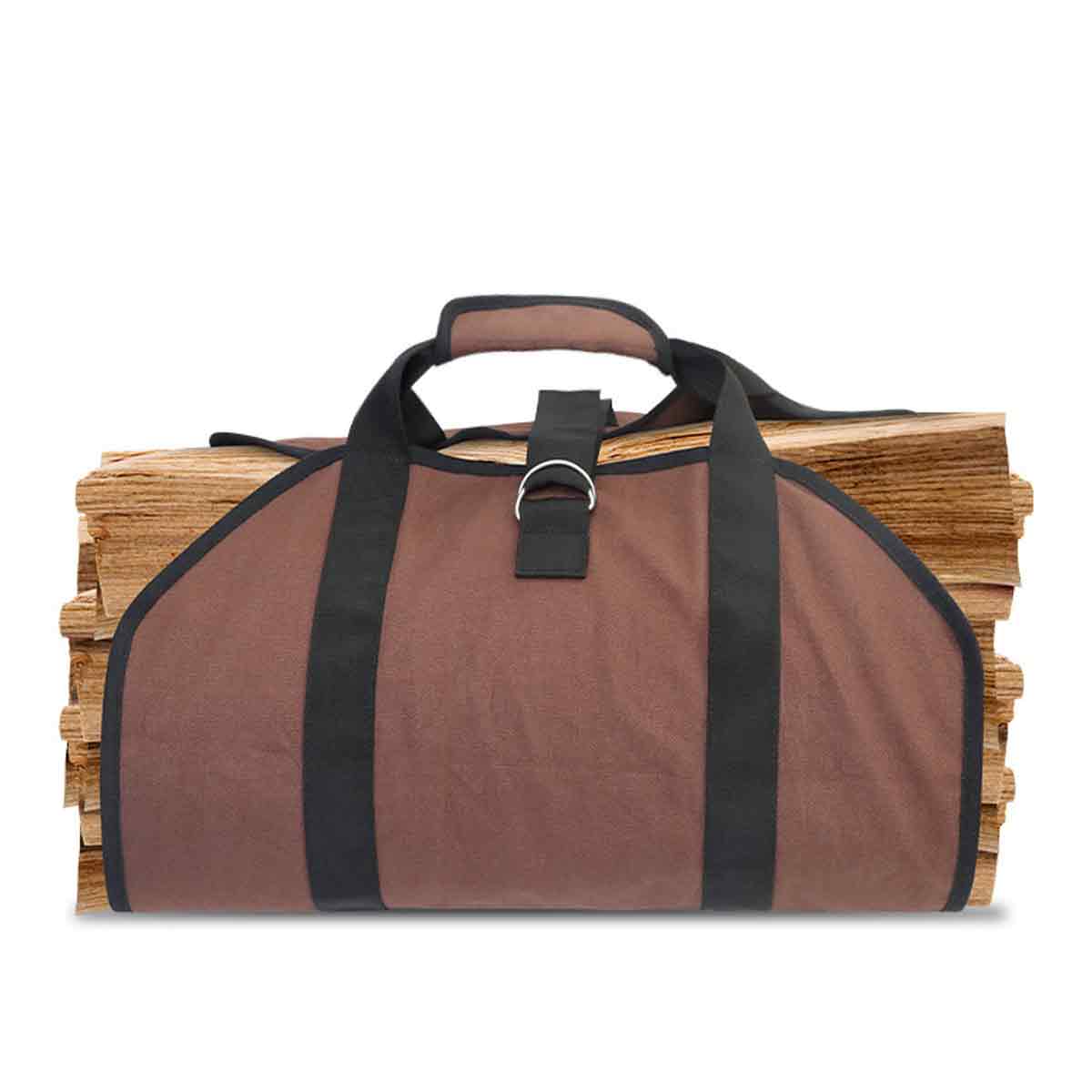 Große Brennholztragetasche, Brennholztasche Aus Segeltuch, Wasserabweisende Holztragetasche, Faltbares Kaminzubehör, Ideal Für Holzöfen, Camping, Strand (braun)
