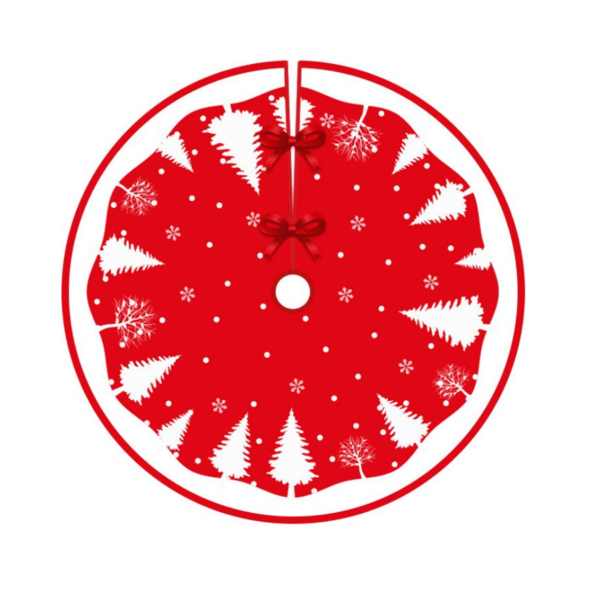 Runder Roter Weihnachtsbaumrock 90 Cm, Dekorativer Teppich Für Das Ferienhaus