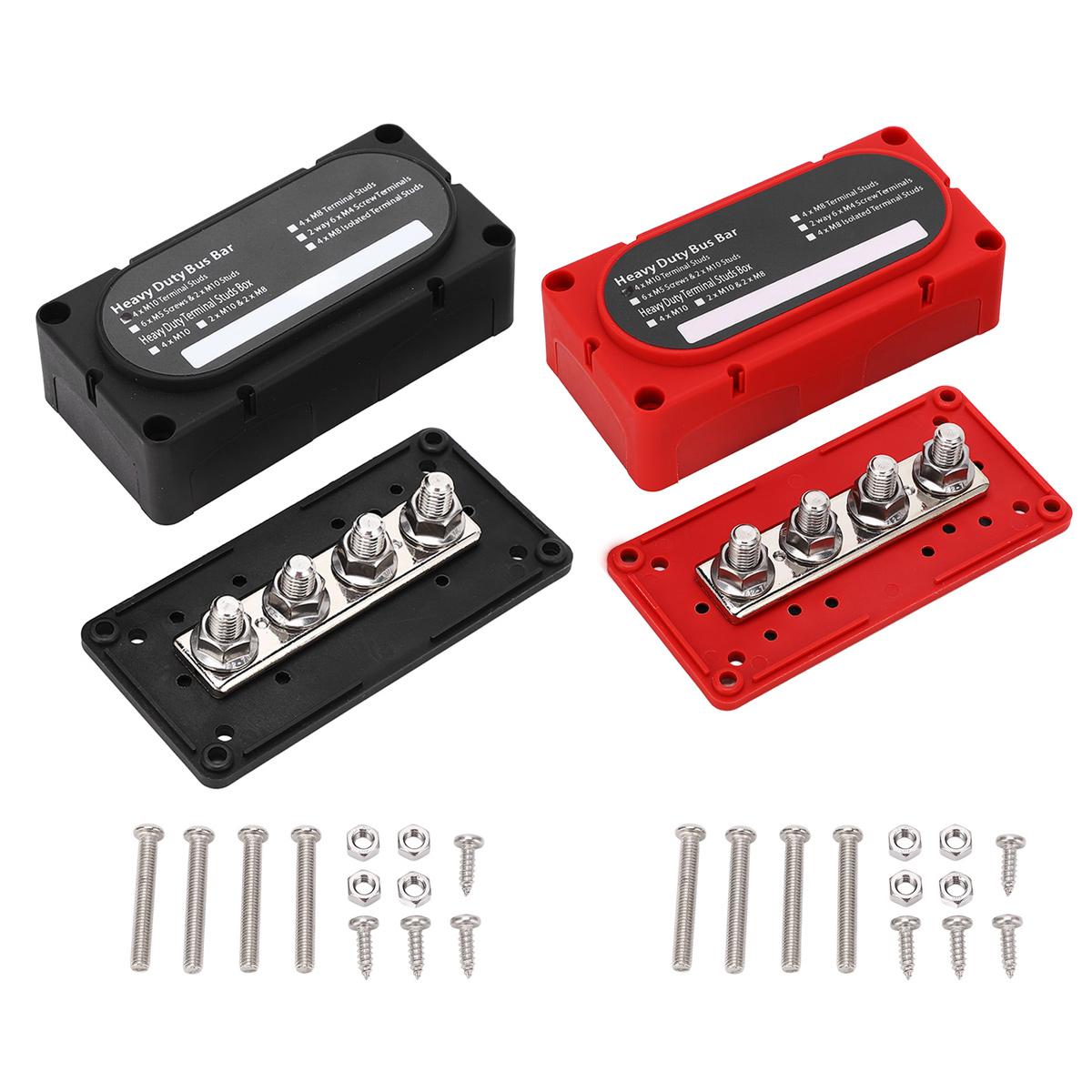 2 Stück Stromverteilerblock Mit 4 Bolzen, 300 A Batteriesammelschiene, Universell Für 12–48 V, Auto, Wohnmobil, Yacht, Boot