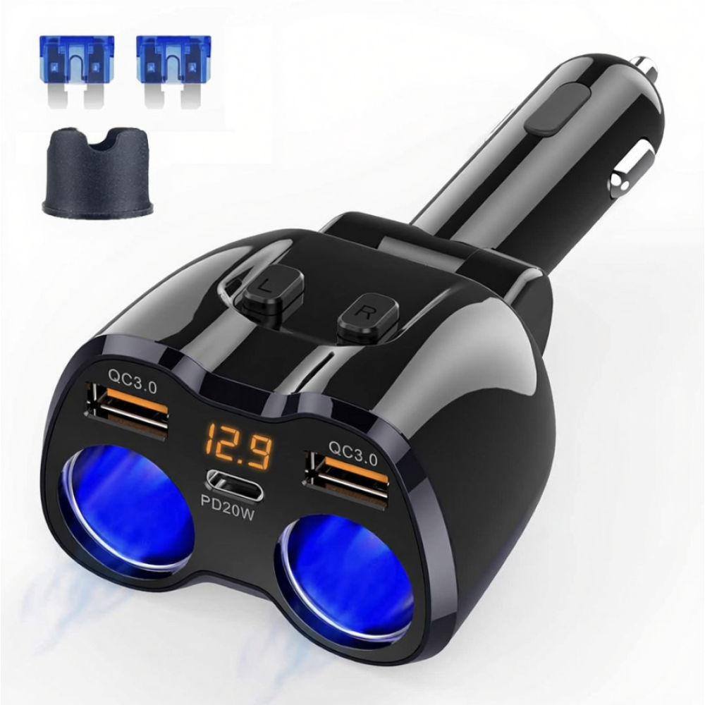 [2025 Upgrade] Zigarettenanzünder-splitter, Superone 180w 2-steckdosen-zigarettenanzünderadapter Mit Dual Qc3.0 Und 20w Pd Usb-c-autoladegerät-splitter Für Gps/dashcam/laptop/ipad/iphone 17/16/15/14/1