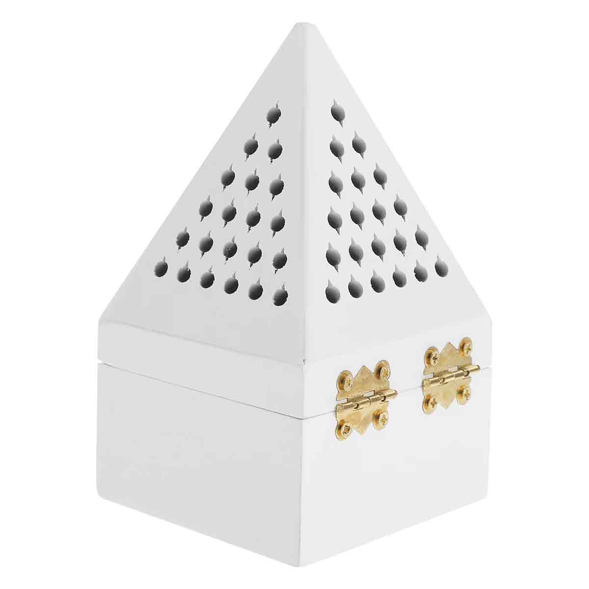Pyramidenförmige Aromatherapie-box, Räuchergefäß, Holzhalterung, Kegel-räuchergefäß, Arabisch Weiß