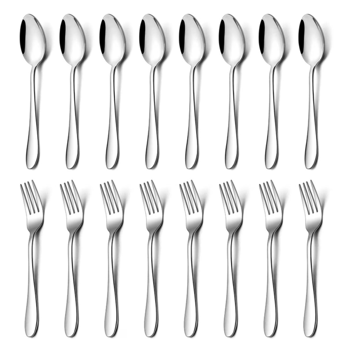 Walchoice 16-teiliges Gabel- Und Löffelset, Edelstahl-besteckset Für Haushalt Und Gastronomie, Metallbesteckset, Hochglanzpoliert