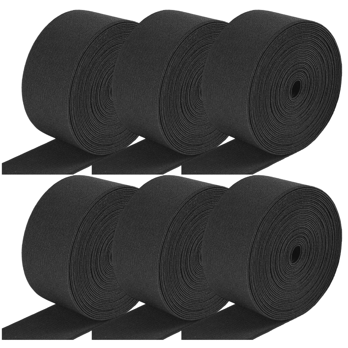 6 Meter Lange, Flache Gummibänder – Länge: 6 M – Für Bastelarbeiten – 50 Mm Breit – Schwarz