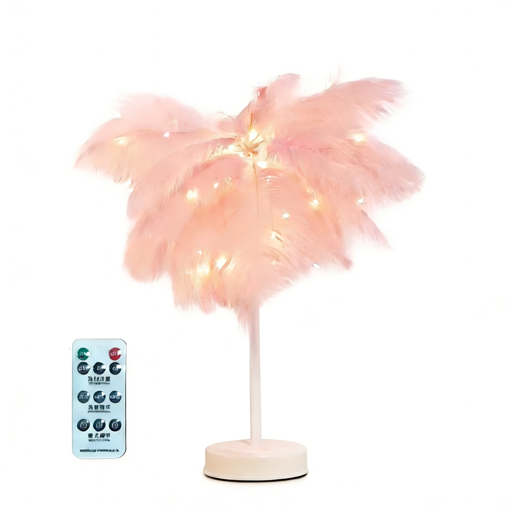 Rosa Straußenfederlampe, Nachttischlampe, Led-tischlampe, Weihnachtsgeschenk Für Schlafzimmer, Wohnzimmer, Party, Hochzeit, Tischdekoration, Weihnachts- Und Valentinstagsdeko