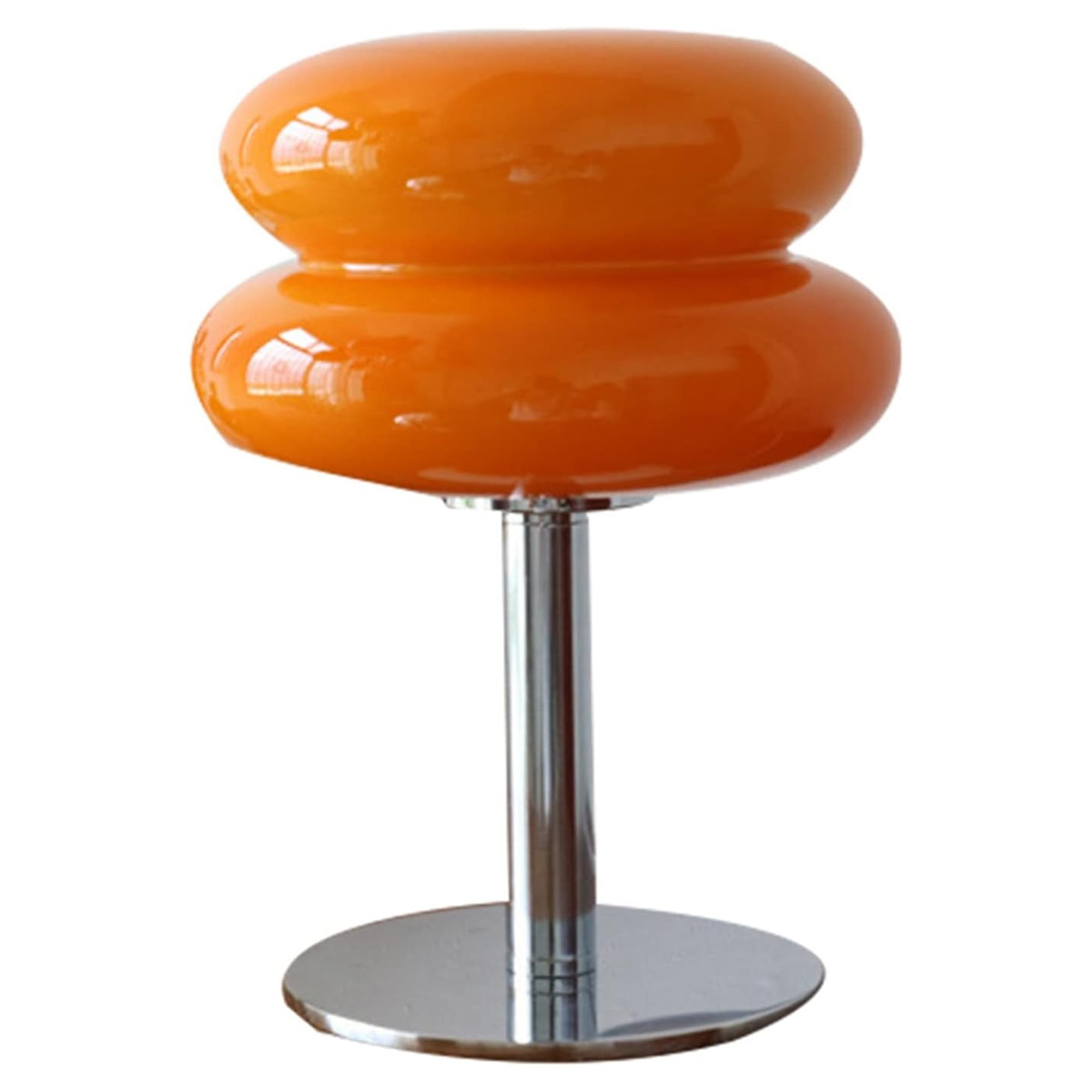 Tischleuchte Aus Glas In Eierkuchenform – Sanftes Orangefarbenes Licht – Usb – Wohn-/schlafzimmer