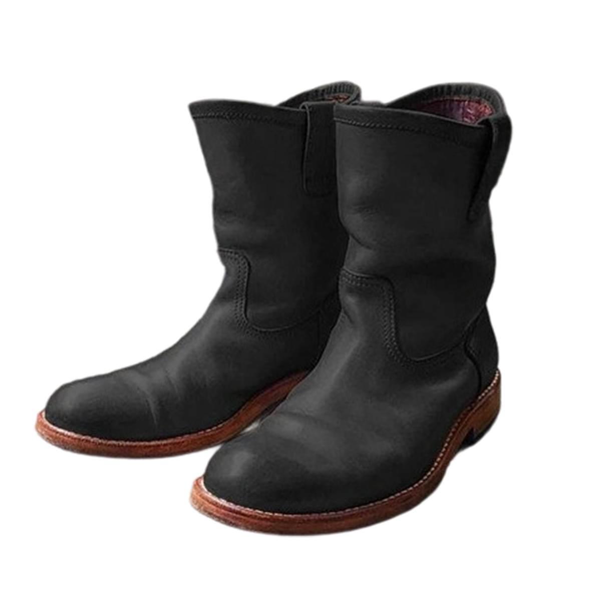 Klassische Motorradstiefel Für Herren In Antikschwarz - Klassische Motorradstiefel Für Herren In Antikschwarz