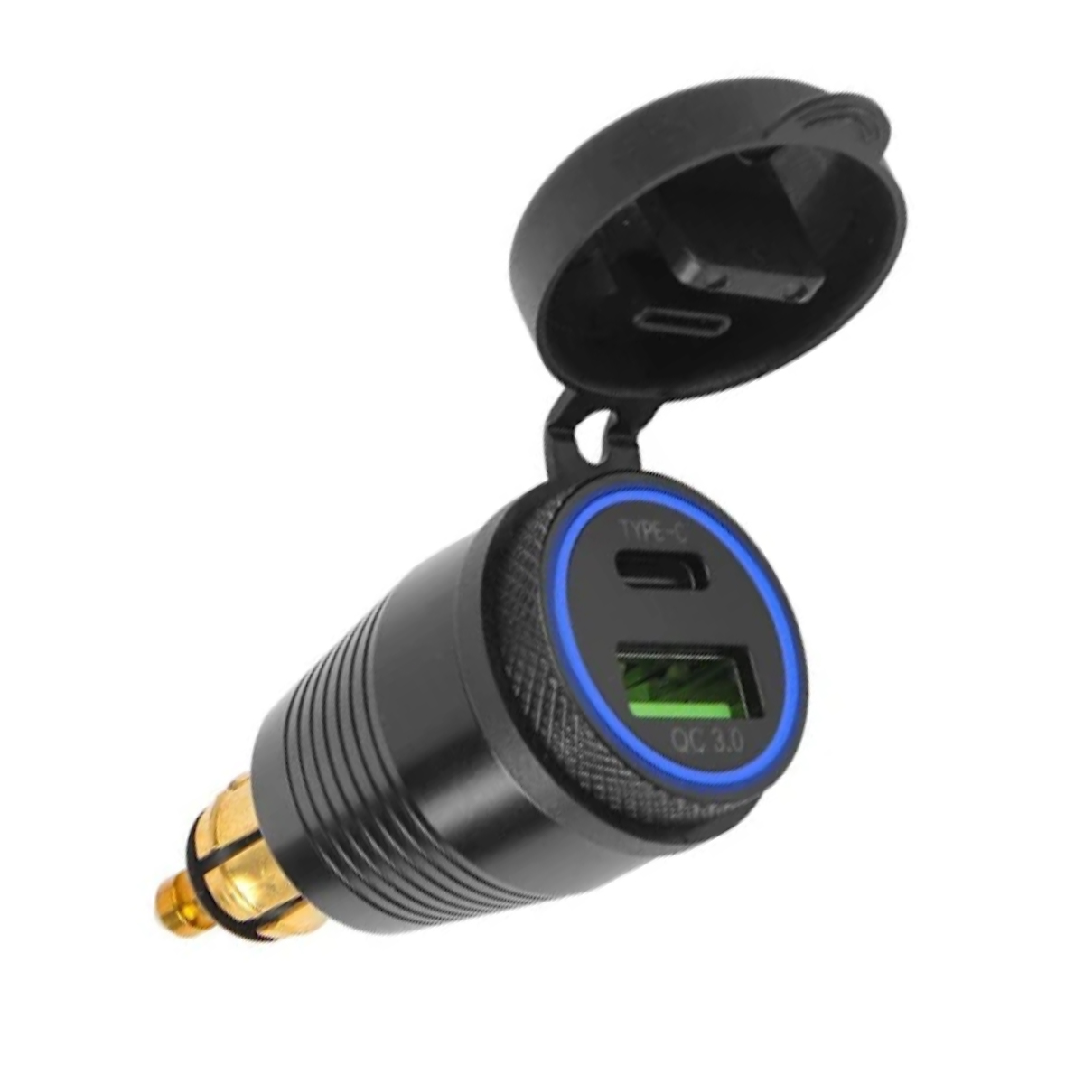 Wasserdichtes Motorrad-din-ladegerät Mit Qc3.0-usb-ladegerät Und 30-w-power-delivery-adapterbuchse Typ C