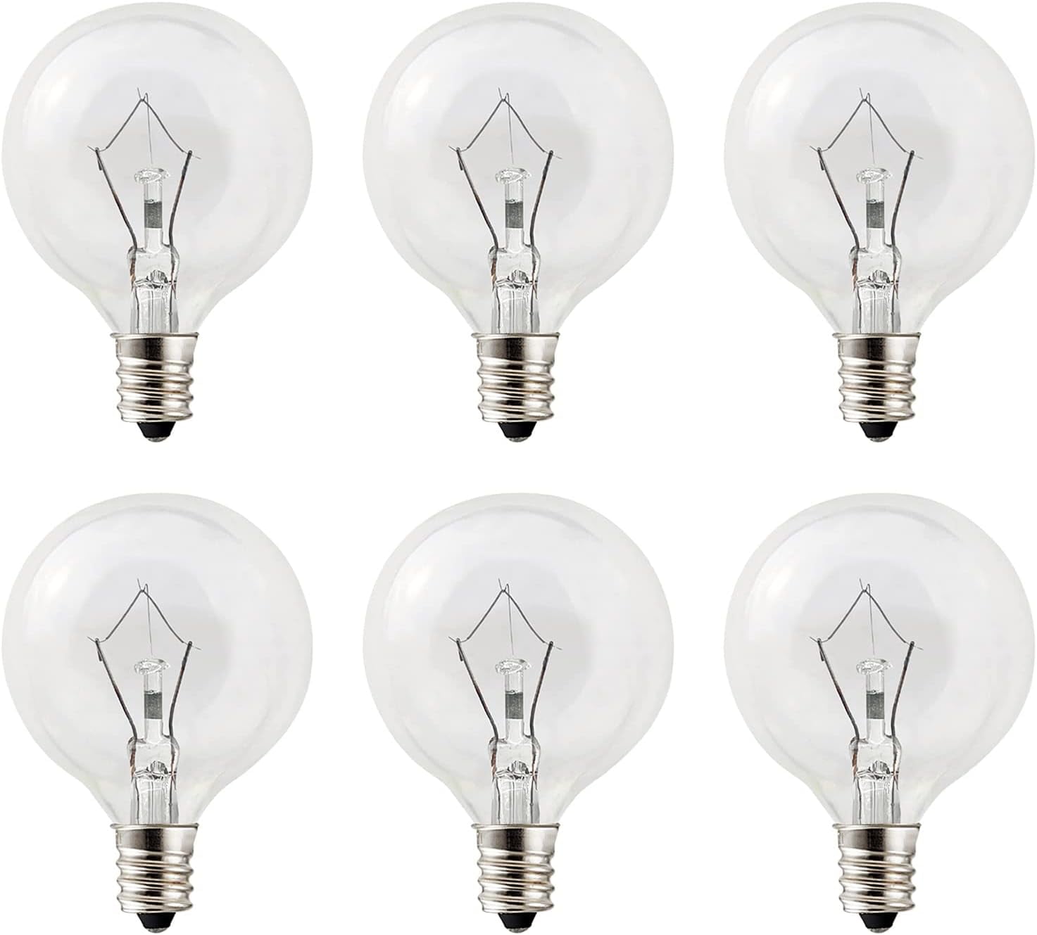 Kerzenheizbirnen 25w G50 E12, Kompatibel Mit Scentsy Aromatherapielampen, G16.5 Klare Kugelförmige Glühbirne, 6er-pack.