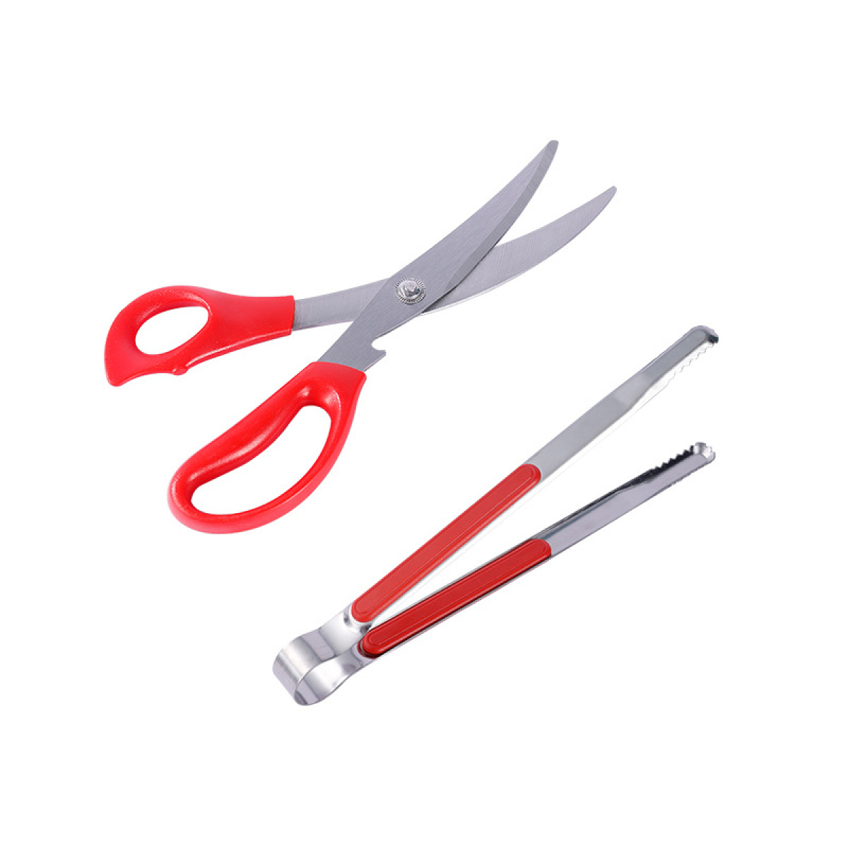 Rotes Grillzangen-set, Schere, Clip-set, Pizzaschere - Rotes Grillzangen-set, Schere, Clip-set, Pizzaschere