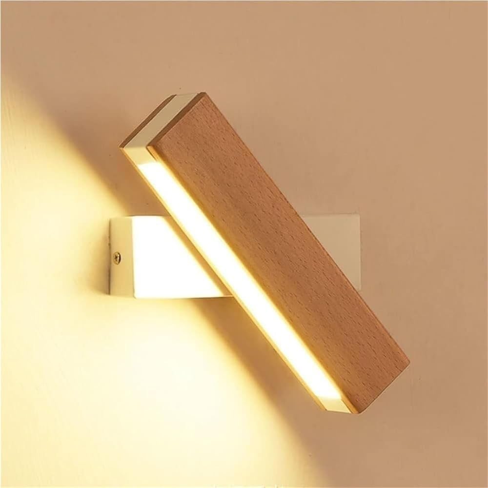 1 Stück – Wandhängelampe Aus Massivholz Für Den Nachttisch – Modern Minimalistisch – Klein, 21 Cm, Weiß – 4 W + Warmlicht