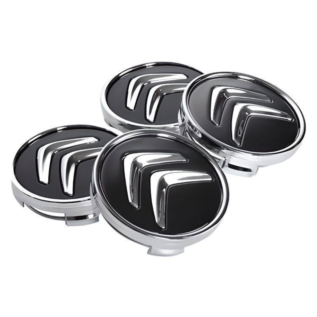 4 X Schwarze 60-mm-radnabenkappen Mit Citroën-emblem Und Logo - 4 X Schwarze 60-mm-radnabenkappen Mit Citroën-emblem Und Logo