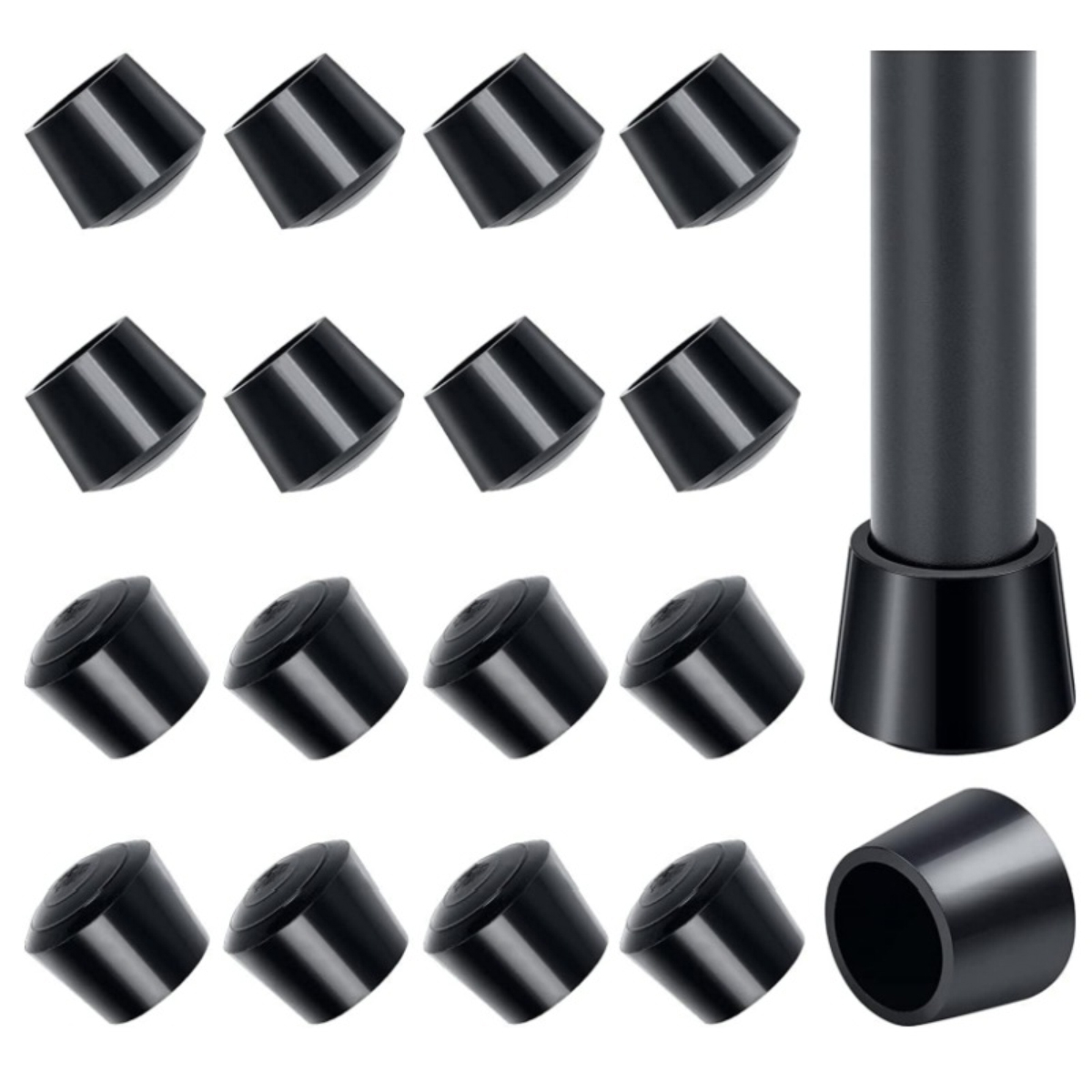 16 Stuhlbeinkappen 25-26 Mm, Gummi, Bodenschoner, Kratzfest, Für Tisch Und Stuhl (schwarz)