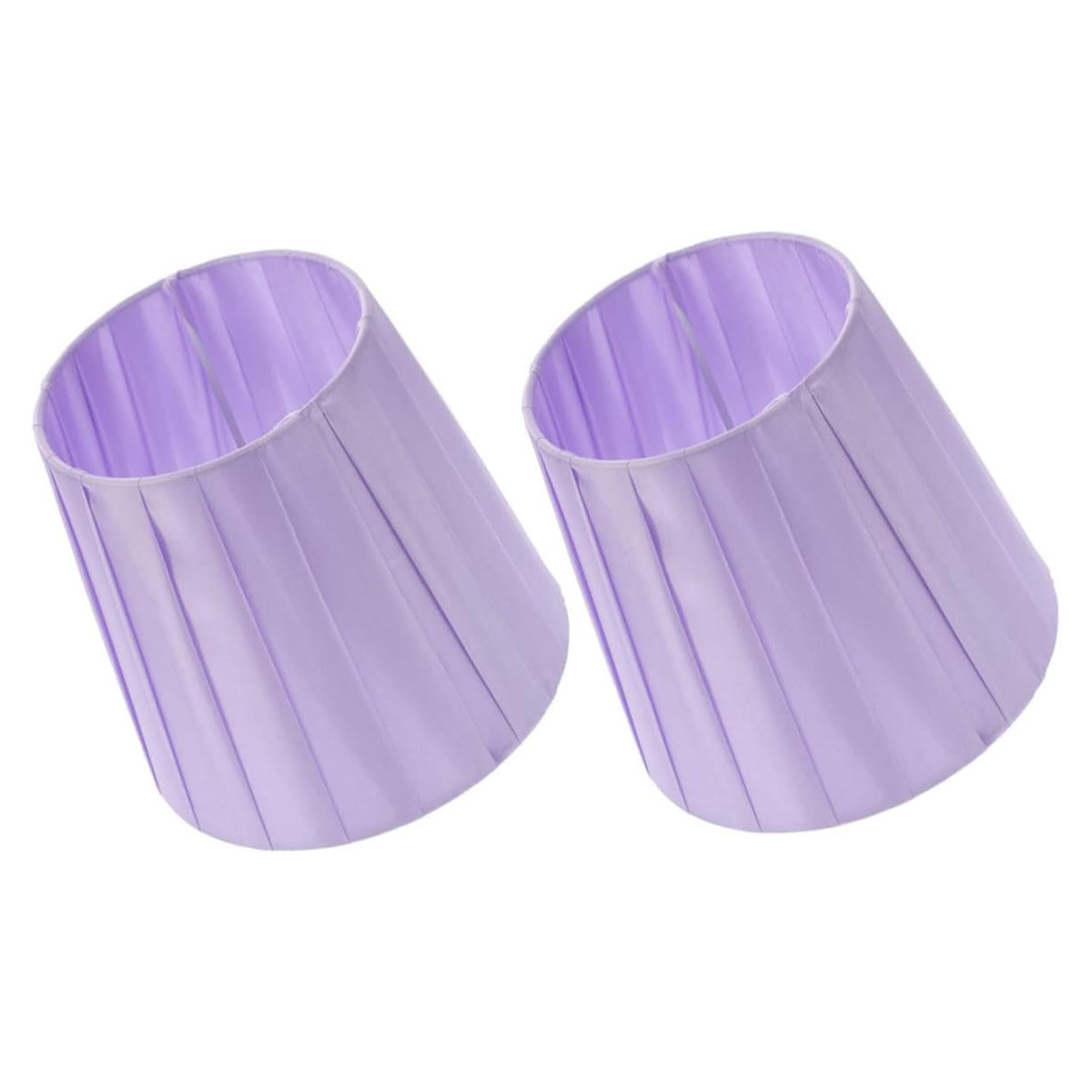 2 Violette, Eisenbezogene Lampenschirme Mit Stoffbezug Für Einen Vintage-nachttischleuchter
