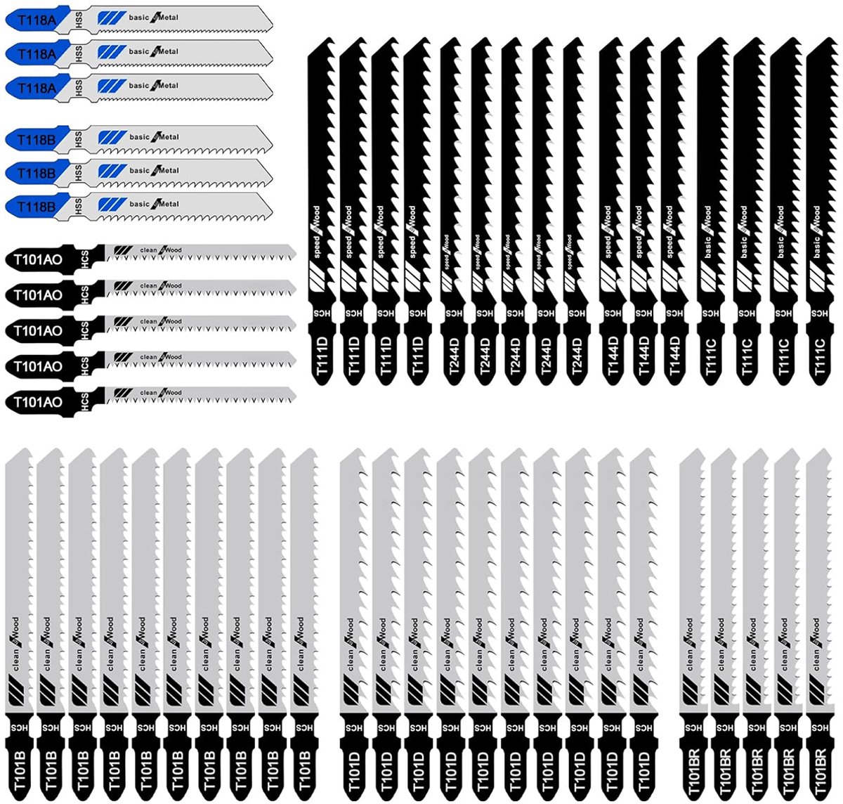 52-teiliges Set Aus Fein- Und Mittelverzahnten Stichsägeblättern/sägeblättern Aus Metall