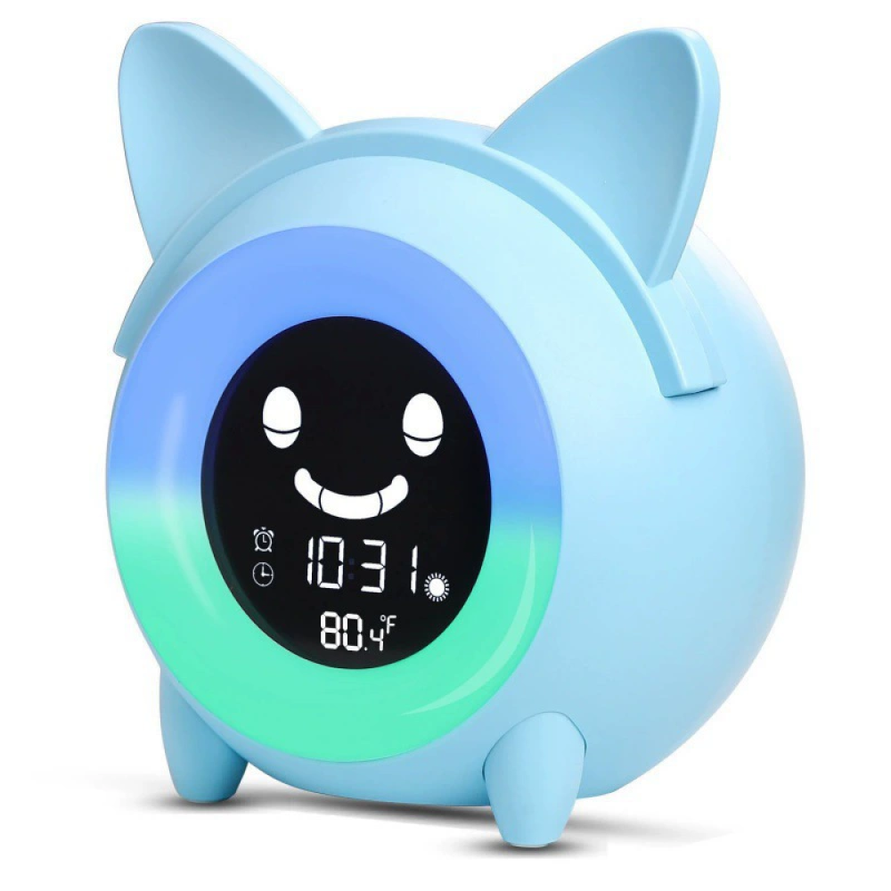 Kinderwecker – Blau – 5 Farben – Einstellbare Helligkeit – Integrierte Lautsprecher – Led