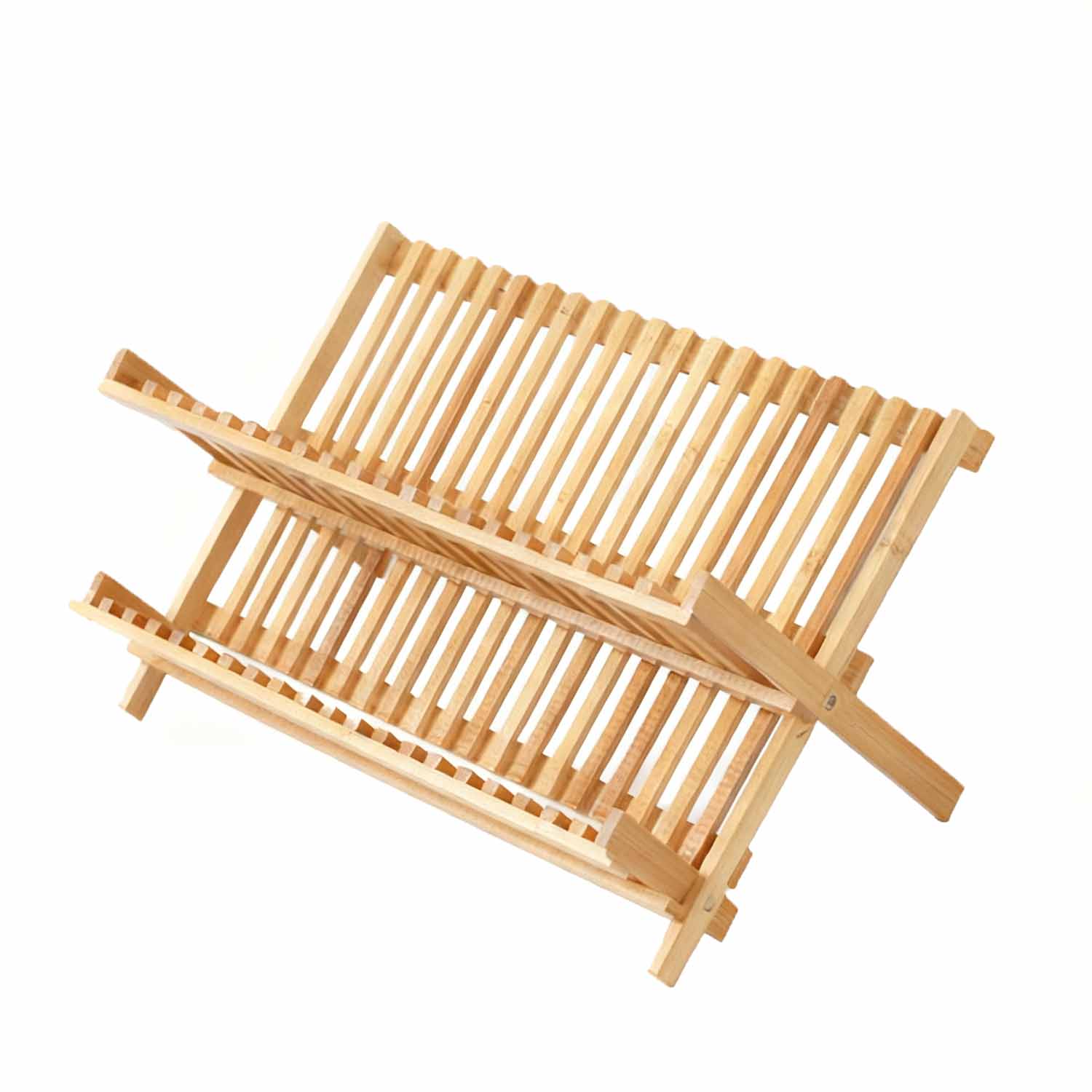 Abtropfgestell Aus Holz, Höhe X Breite X Tiefe: 42 X 24,5 X 26 Cm, Doppelwandig, Faltbares Besteckabtropfgestell Aus Bambus, Naturfarbe.