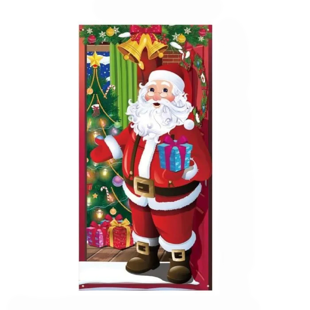 Weihnachtsmann-türvorhang – Weihnachtsdekoration Für Den Außenbereich – Rot – Polyester – Für Den Außenbereich
