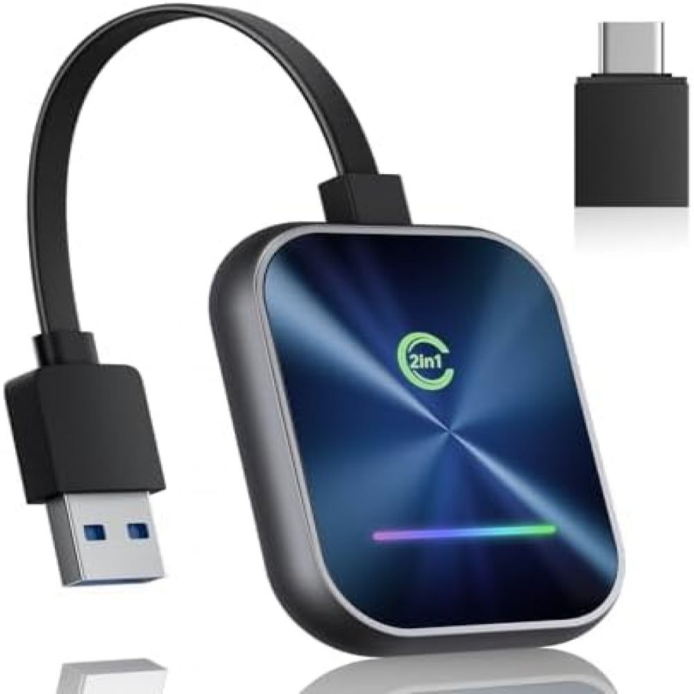 Kabelloser Carplay-adapter Für Iphone, 2-in-1-adapter Für Kabelloses Carplay Und Android Auto, Wandelt Werkseitig Kabelgebundenes Carplay In Kabellosen Adapter Um, Plug-and-play-adapter, Kompatibel Mi
