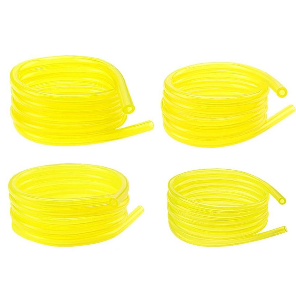 Set Mit 4 Transparenten, Gelben Kraftstoffschläuchen, 1 Meter Lang (2 X 3,5 Mm, 2,5 X 5 Mm, 3 X 5 Mm, 3 X 6 Mm) Für Rasenmäher, Ölschläuche, Laubbläser, Rasenmäherzubehör, 1 Meter