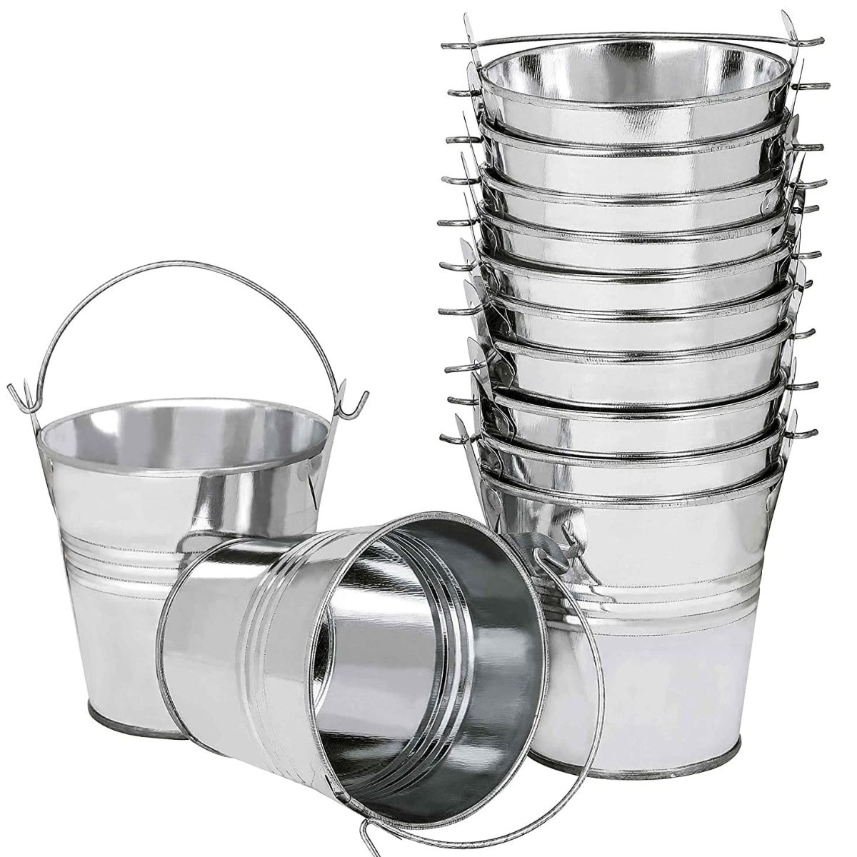 12 Mini-hängeblumentöpfe Aus Metall, 6 Cm Große Hängeblumenkübel Mit Abnehmbarem Griff Für Balkon, Zaun, Garten, Innendekoration (silber)