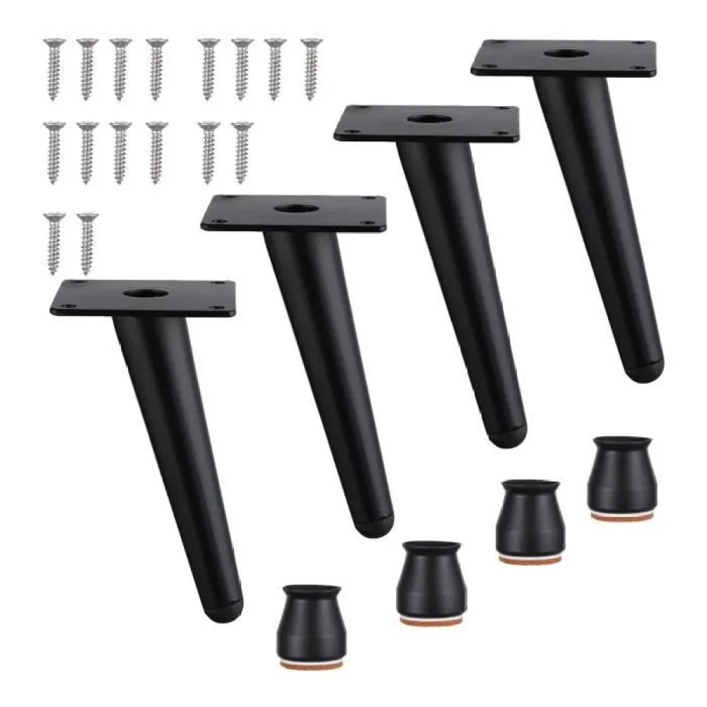 Stück 15 Cm Lange Metallmöbelfüße, Sofabeine Mit Schrauben Und Antirutschpads, Beine Für Tisch, Bett, Sofa, Schwarz