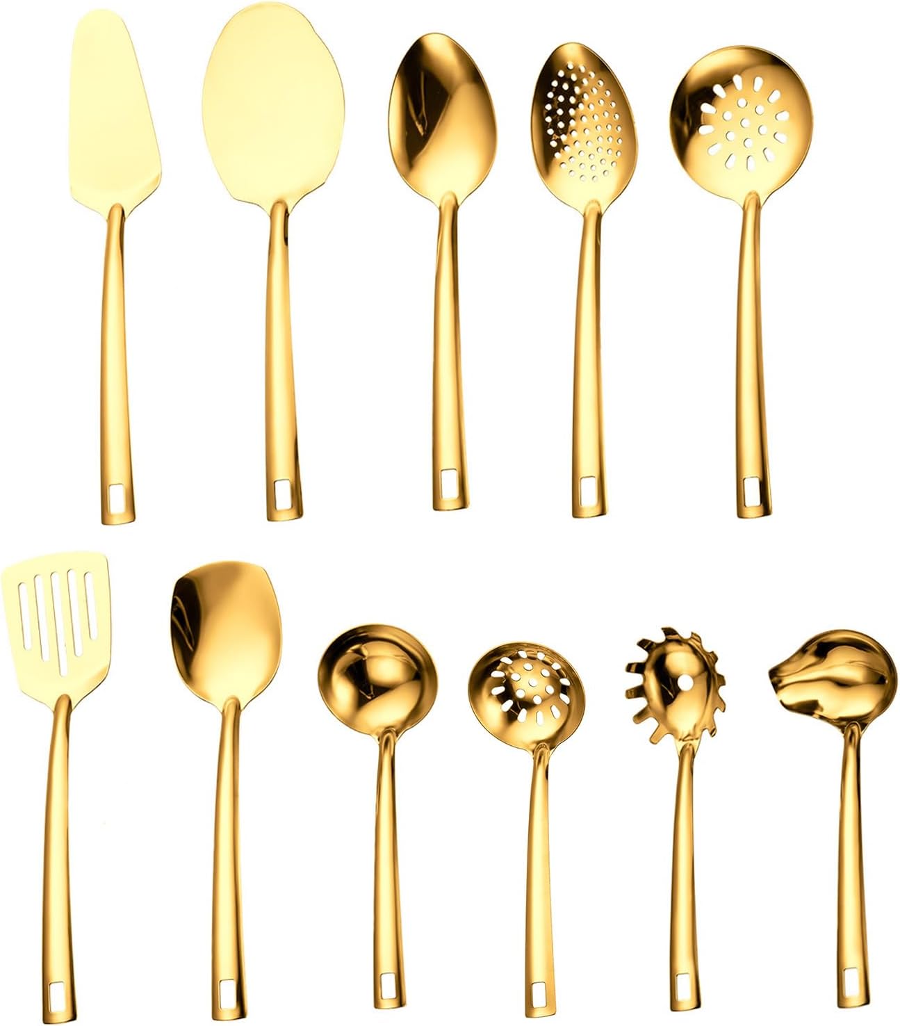 Goldenes Küchenhelfer-set, 11-teilig, Titangoldbeschichteter Edelstahl, Pfannenwender, Kochlöffel-set, Kochgeschirr, Unverzichtbares Küchenzubehör