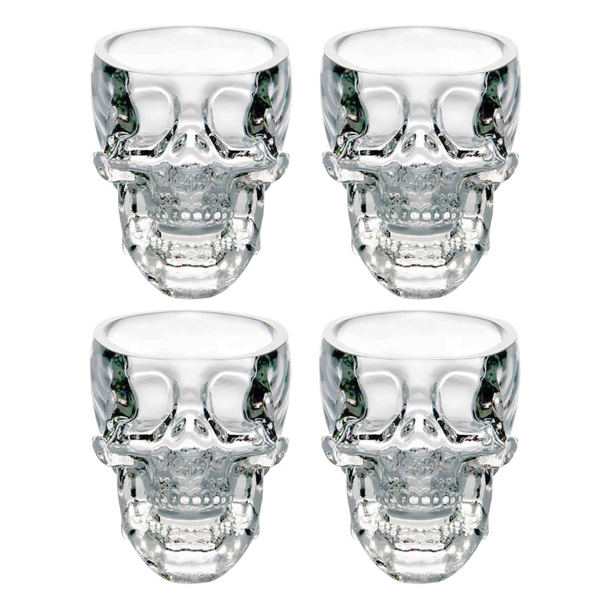4 Stück Kristallschädel-glasbecher Für Whisky, Wein, Wodka, Transparent, Trinkgefäße Für Zuhause, Halloween-zubehör (75 Ml)