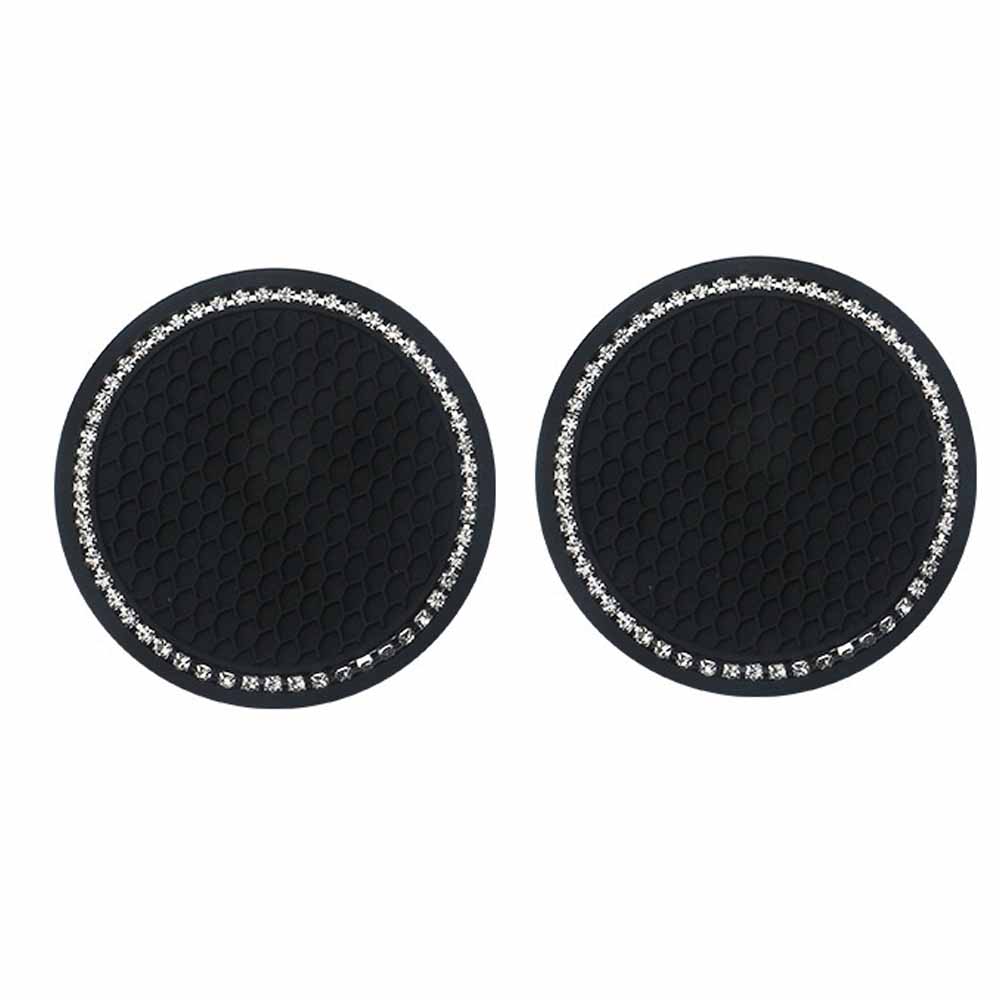 Set Mit 2 Auto-getränkehaltern Mit Funkelnder Nashornstein-einlage - Universelles, Rutschfestes Zubehör Für Lkws Und Suvs (schwarz/2er-set)