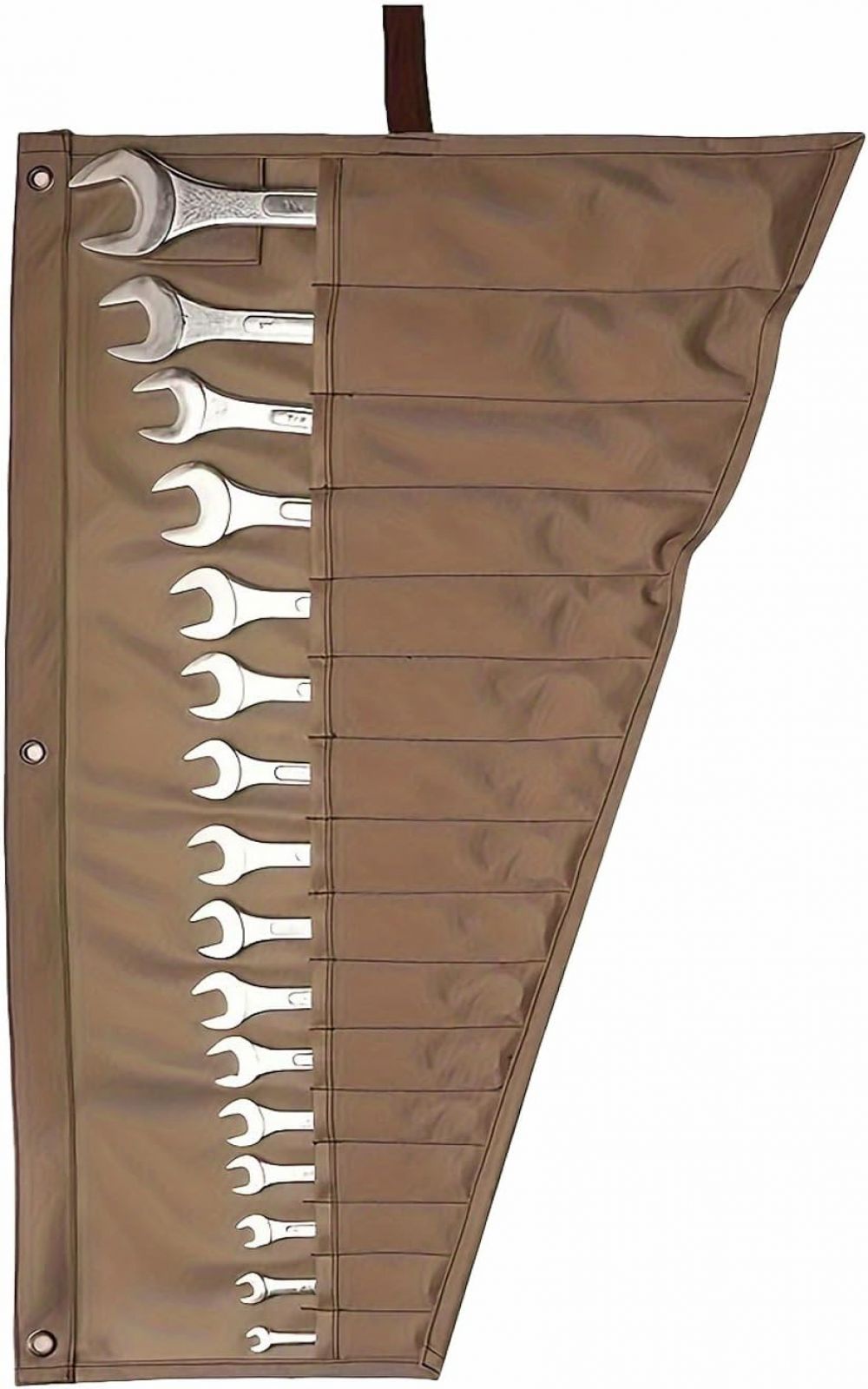 Aufrollbare Werkzeugtasche Für Schraubenschlüssel, Robuste Werkzeugtasche Aus Segeltuch Mit 16 Fächern Für Schraubenschlüssel, Zangen Und Maulschlüssel (braun)