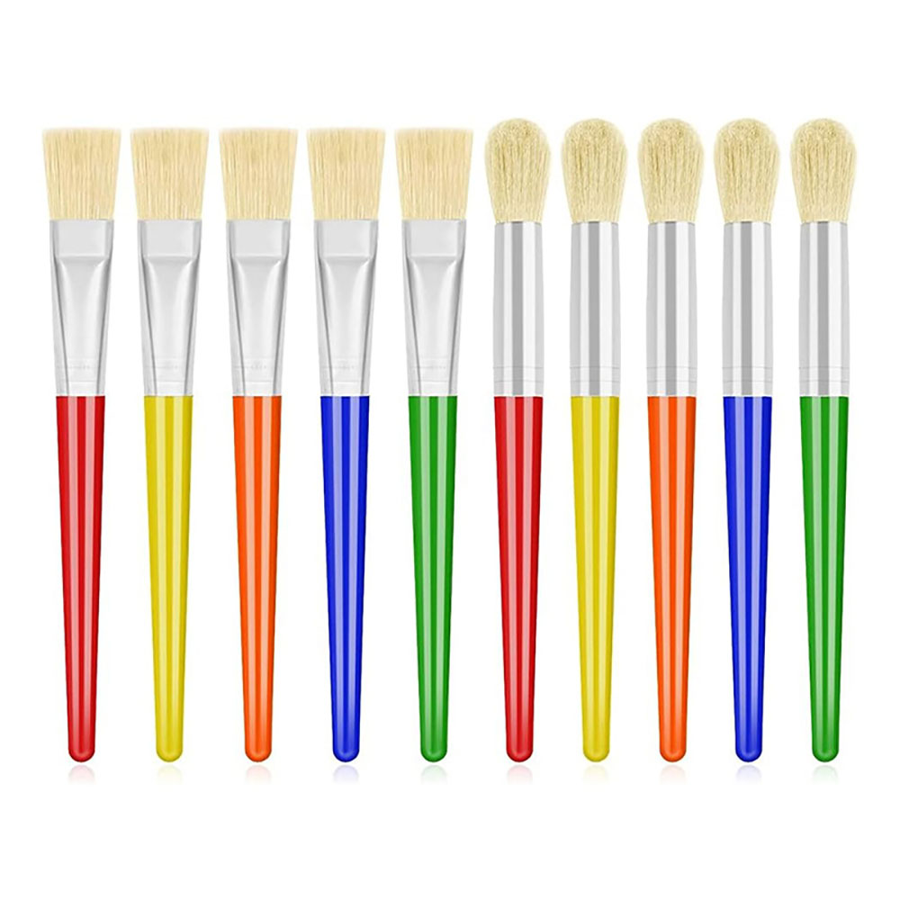 10er-pack Pinsel Für Kinder, Anezus Kinderpinsel, Große, Dicke Pinsel Für Kleinkinder, Runde Und Flache Pinsel Für Vorschulkinder, Geeignet Für Abwaschbare Acrylfarbe