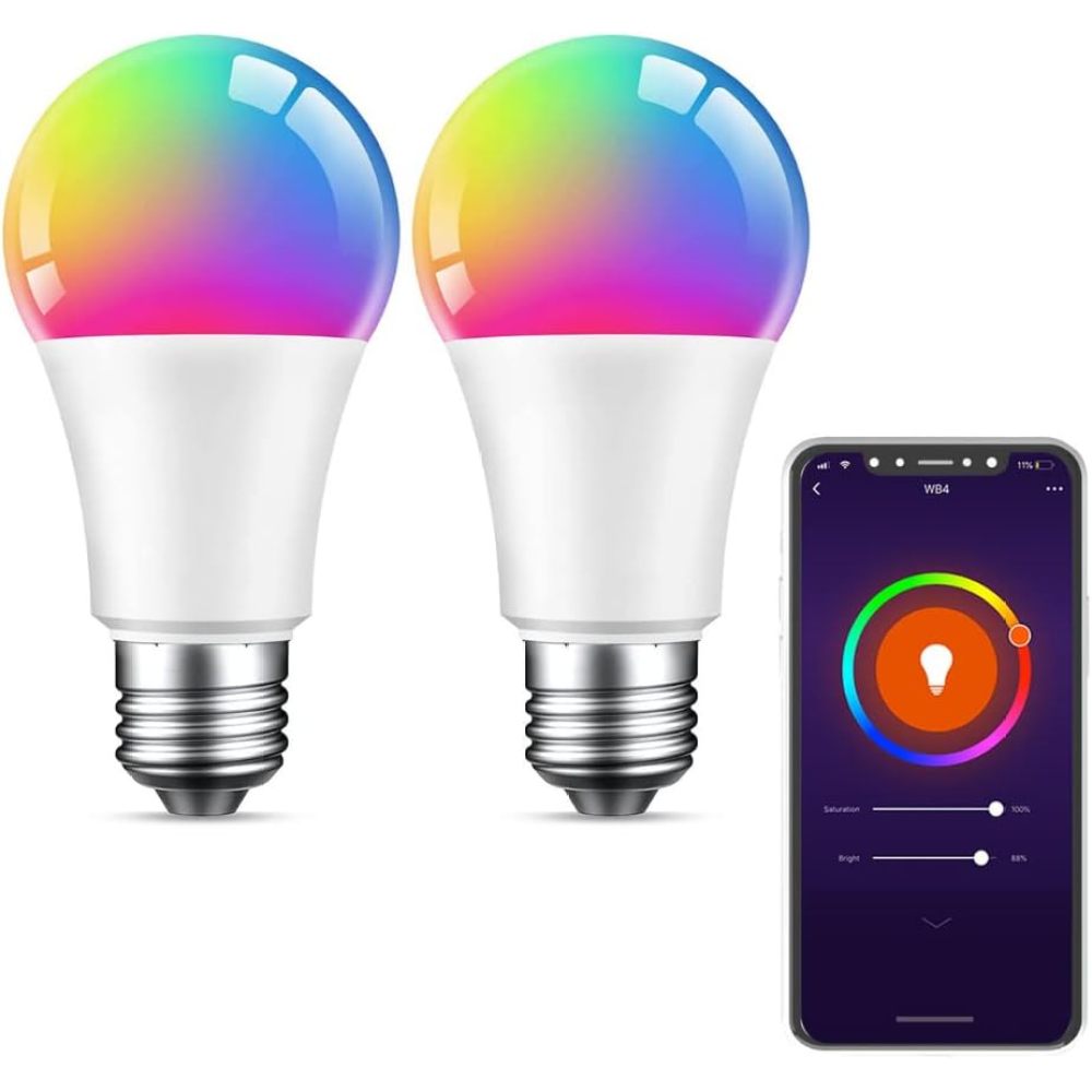Smarte Rgbww-led-lampen (2er-pack), Dimmbar, 9 W, 800 Lm, E27-sockel, Farbwechsel, 16 Millionen Farben, Musiksynchronisation, Sprachsteuerung, Kompatibel Mit Alexa Und Google Home, Ideal Für Gaming-zi