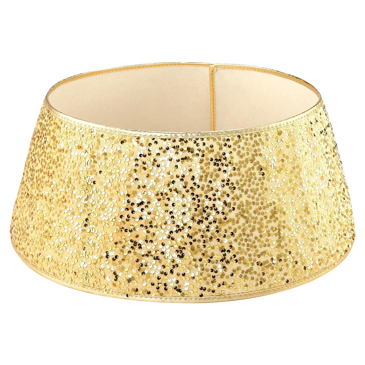 Paillettenbesetzter Weihnachtsbaumkragen, Weihnachtsbaumrock 20×40×60cm, Rund, Baumfußabdeckung Für Dekorationen, Gold