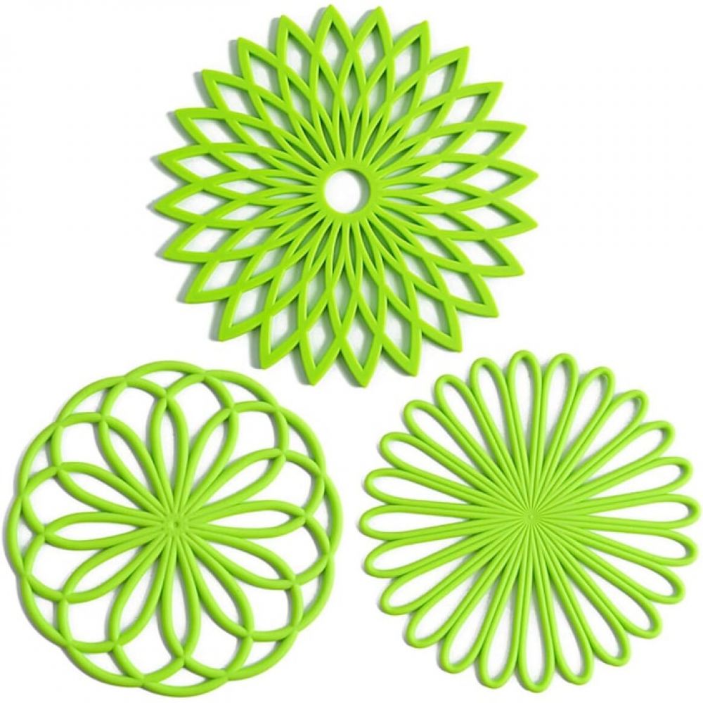 Set Mit 3 Silikonuntersetzern, Cozevdnt, Hitzebeständig, Rutschfest, Grün - Set Mit 3 Silikonuntersetzern, Cozevdnt, Hitzebeständig, Rutschfest, Grün